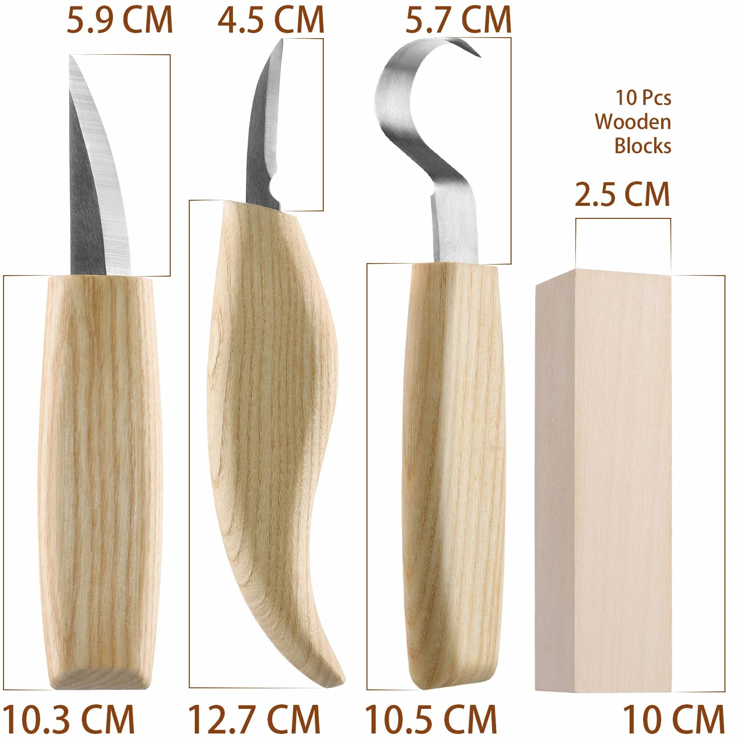 Fuyit Strumenti per Intaglio del Legno - Set 17 Pezzi con Coltello a Uncino, Frullato e Dettaglio, Guanti Resistenti e Blocchi di Legno