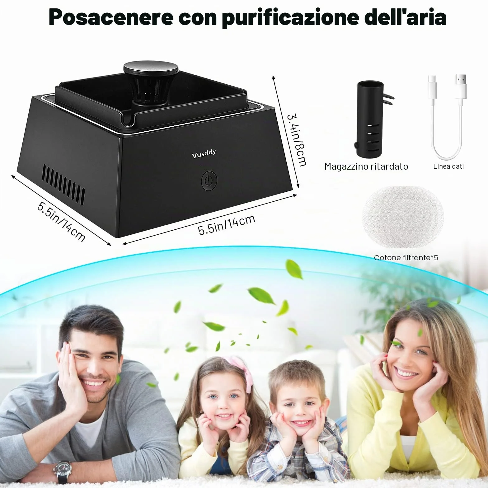 Posacenere Ad Aspirazione Senza Fumo 2 In 1 Con Purificatore D'aria Portatile Per Pulizia Fumo Con Filtro