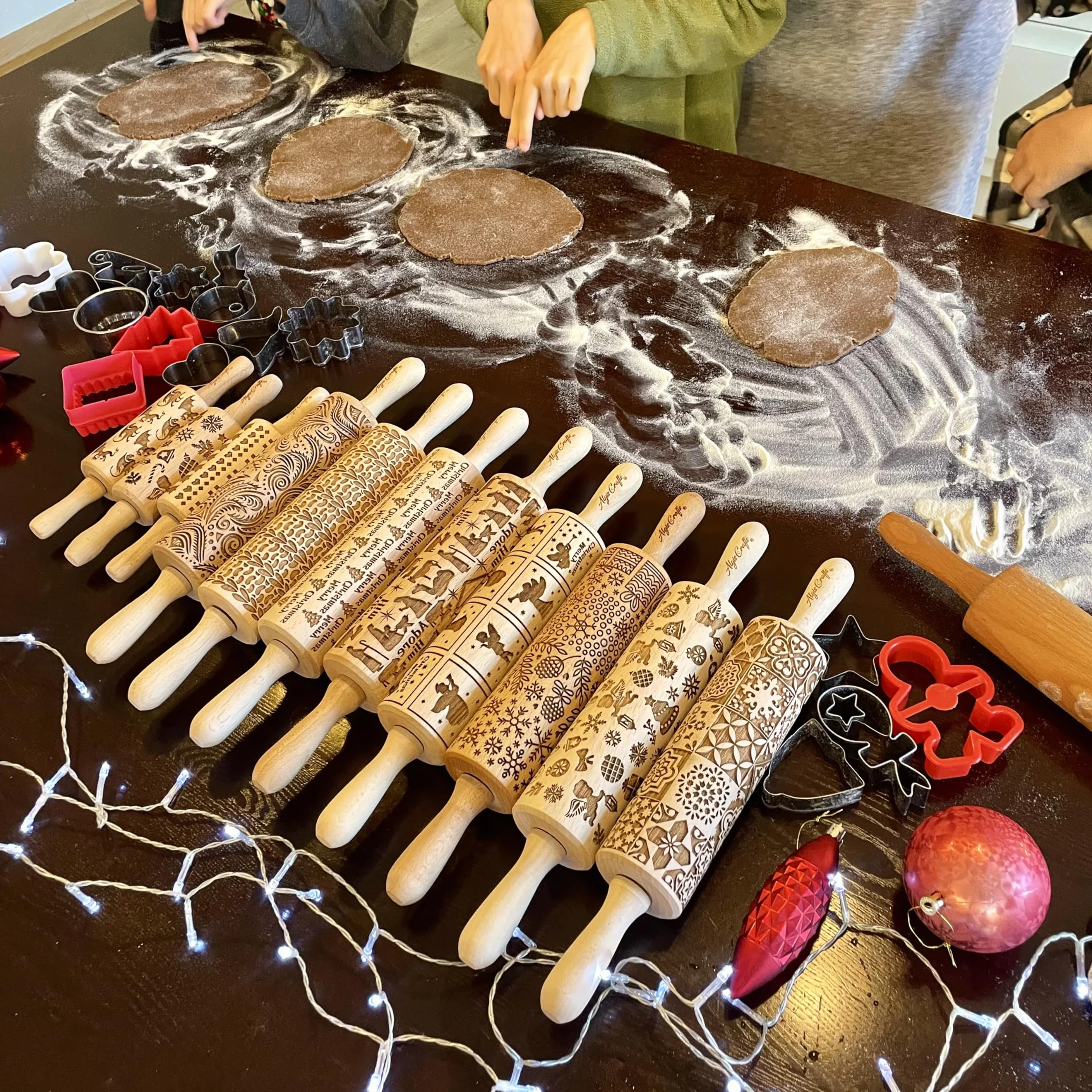 CARDO Mattarello Legno Goffrato | Mattarello Inciso | Rullo per Biscotti e per Modellare | Mattarello Decorativo per Biscotti di Algis Crafts
