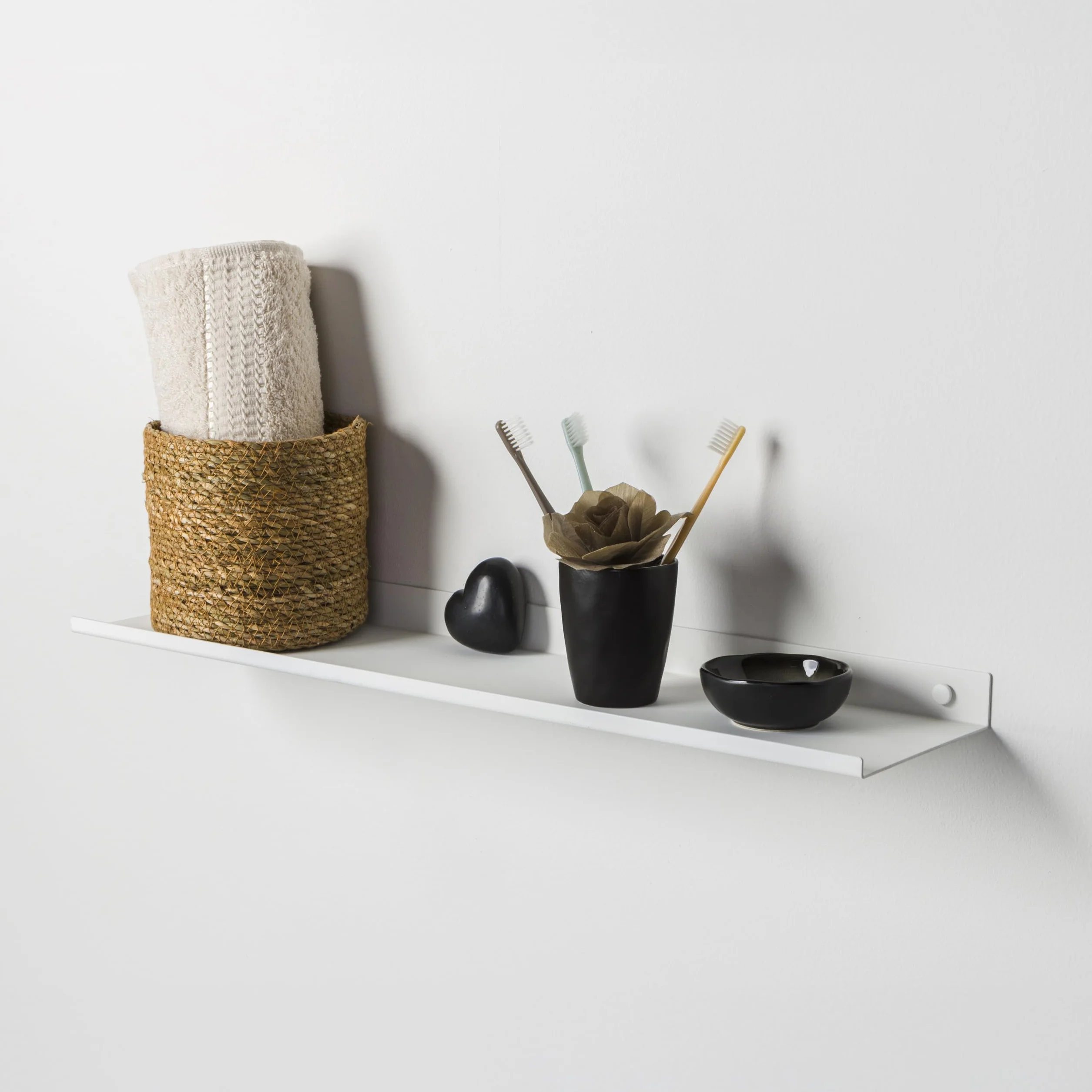 Mensola da Bagno in Metallo Verniciato 60x3x14 cm Bianco Design Moderno