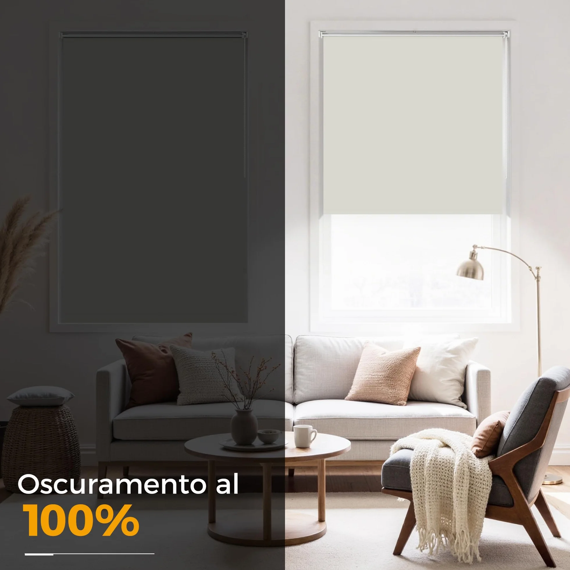 HOMEDEMO Tenda a rullo oscurante 40x230cm Bianco Crema per interni senza foratura