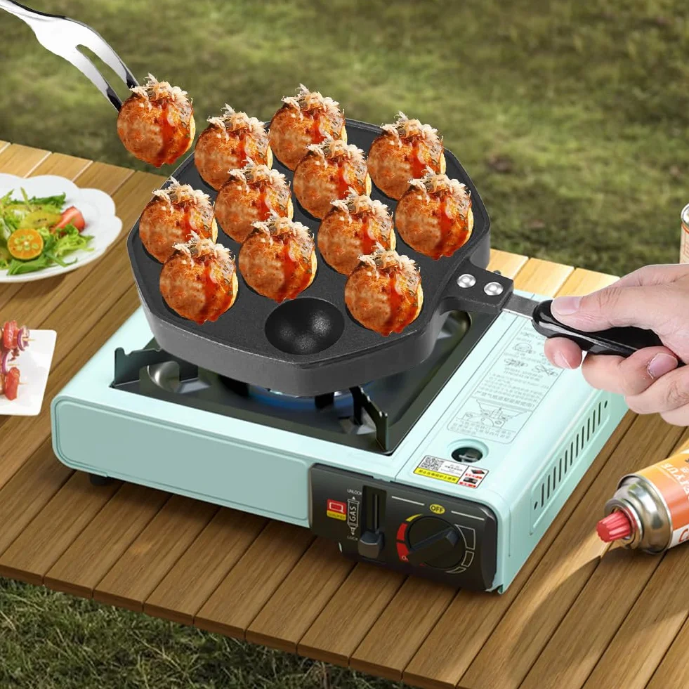 Elektryczna Maszyna do Takoyaki 7-komorowa - Antyadhezyjna Powłoka, Aluminiowa Patelnia do Domowego Użytku