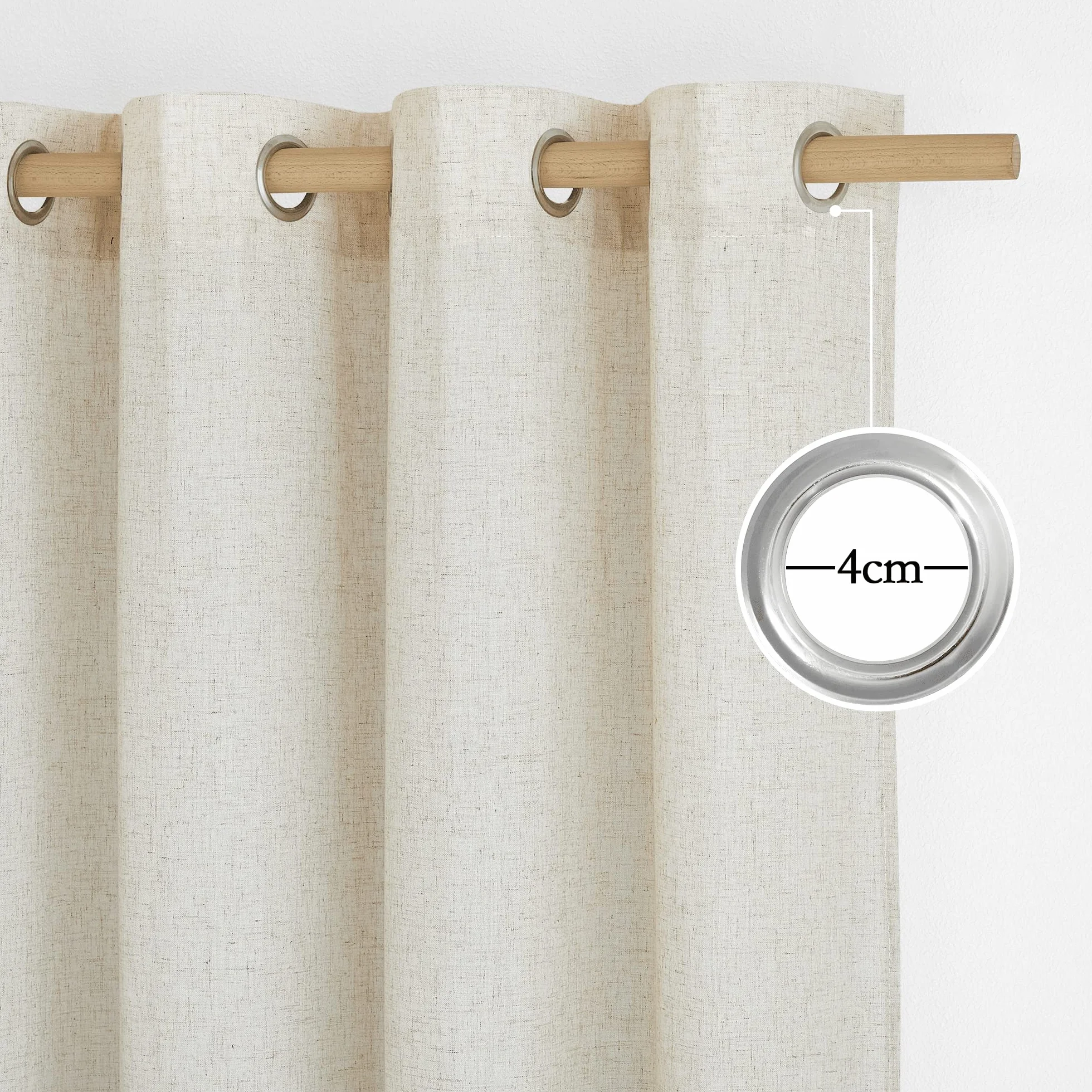 PONY DANCE Tende Lino per Interni con Anelli 2 Pezzi L 140 x A 260 CM Tende Camera da Letto Semitrasparenti Filtro Luce Linen Curtains con Privacy ed Estetica Elegante, Beige