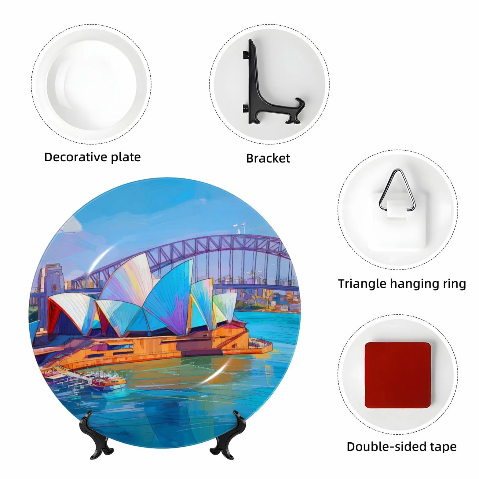 Pennarello Sydney Opera House Bone China talerz dekoracyjny porcelanowy 4 rozmiary zestaw do ściany i stołu