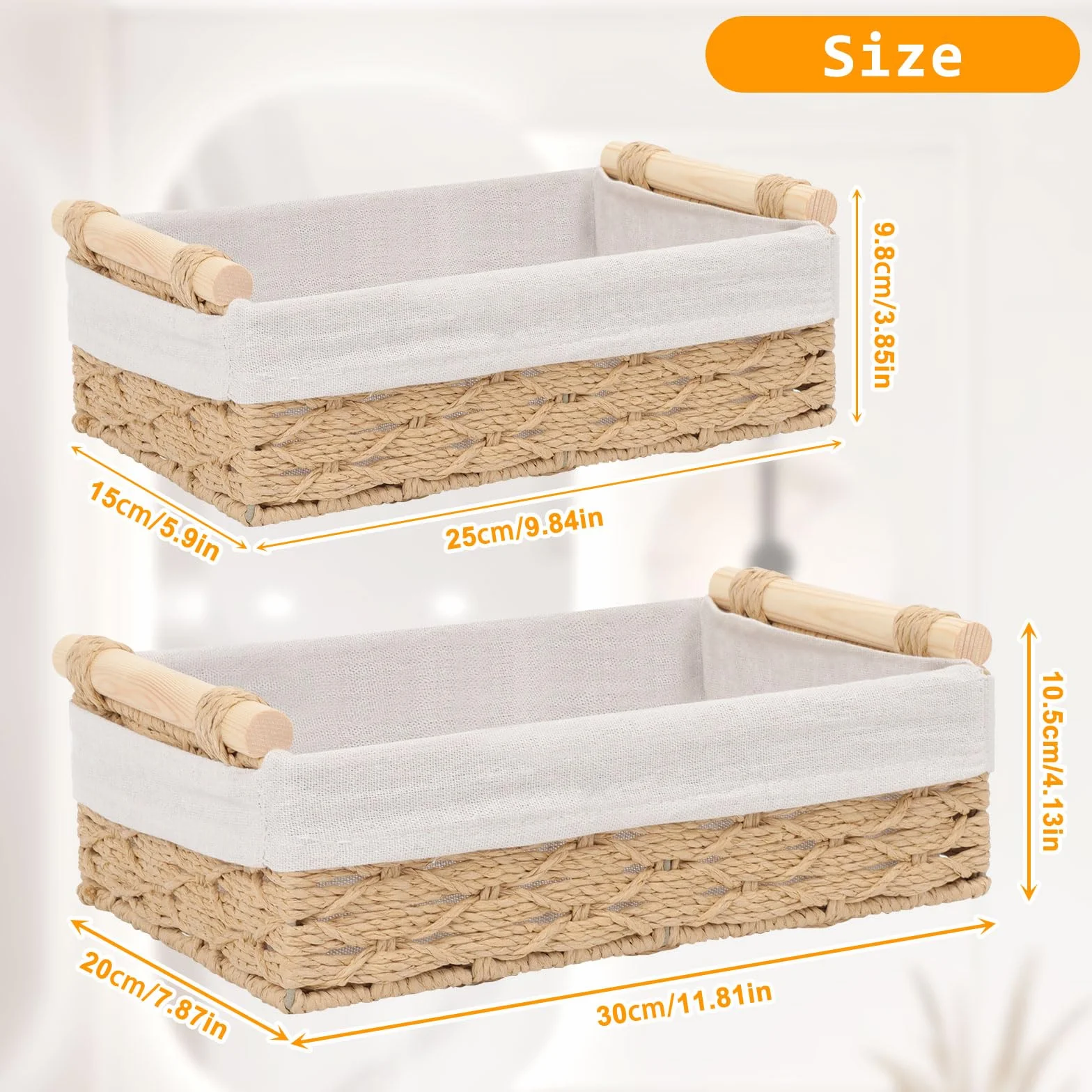 Cestini Portaoggetti Intrecciati GAESHOW Organizer per Scaffali Decorativi Beige