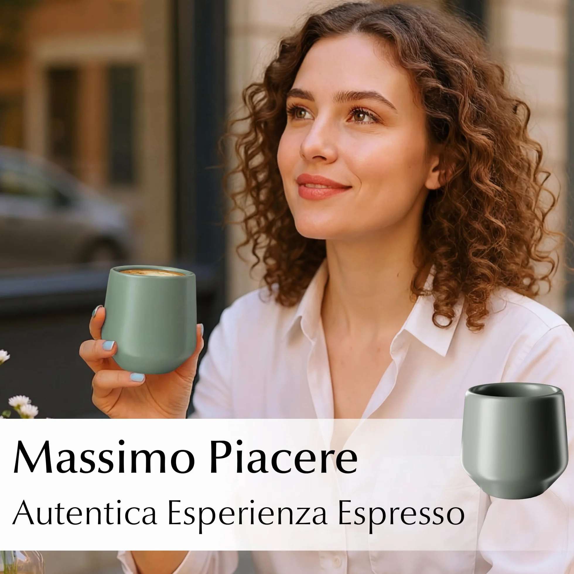 MIAMIO Set di Tazzine da Espresso 4 Pezzi 90 ml Ceramica Collezione Luxe