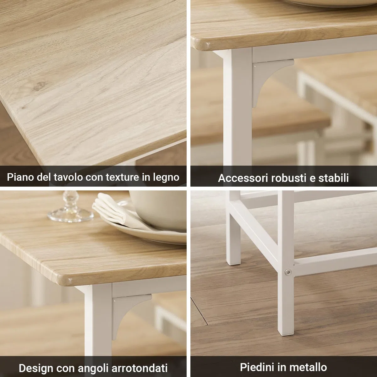 SoBuy Set Tavolo da Bar Alto con 4 Sgabelli Tavolo Salvaspazio per Cucina Piccola e Balcone, Stile Industriale Moderno Tavolino Alto da Esterno per Giardino o Terrazzo OGT11-WN