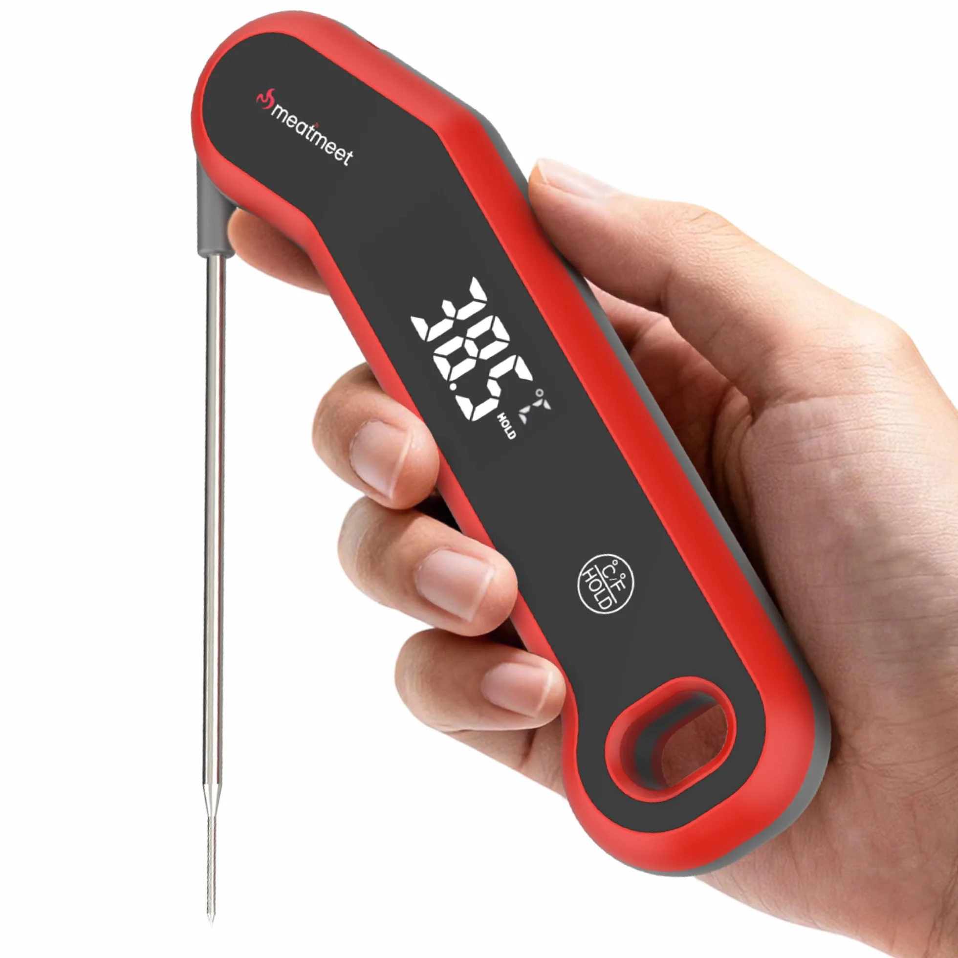 Termometro da Cucina Digitale IP67 Lettura Ultra-Rapida 0.5 Secondi Precisione ±0,3°C Display LED Girevole Automatico
