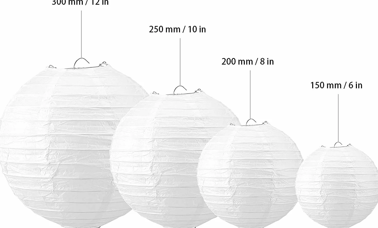 MIVIDE Lanterne di Carta Bianche 25 cm 20 Pezzi Decorative per Matrimoni