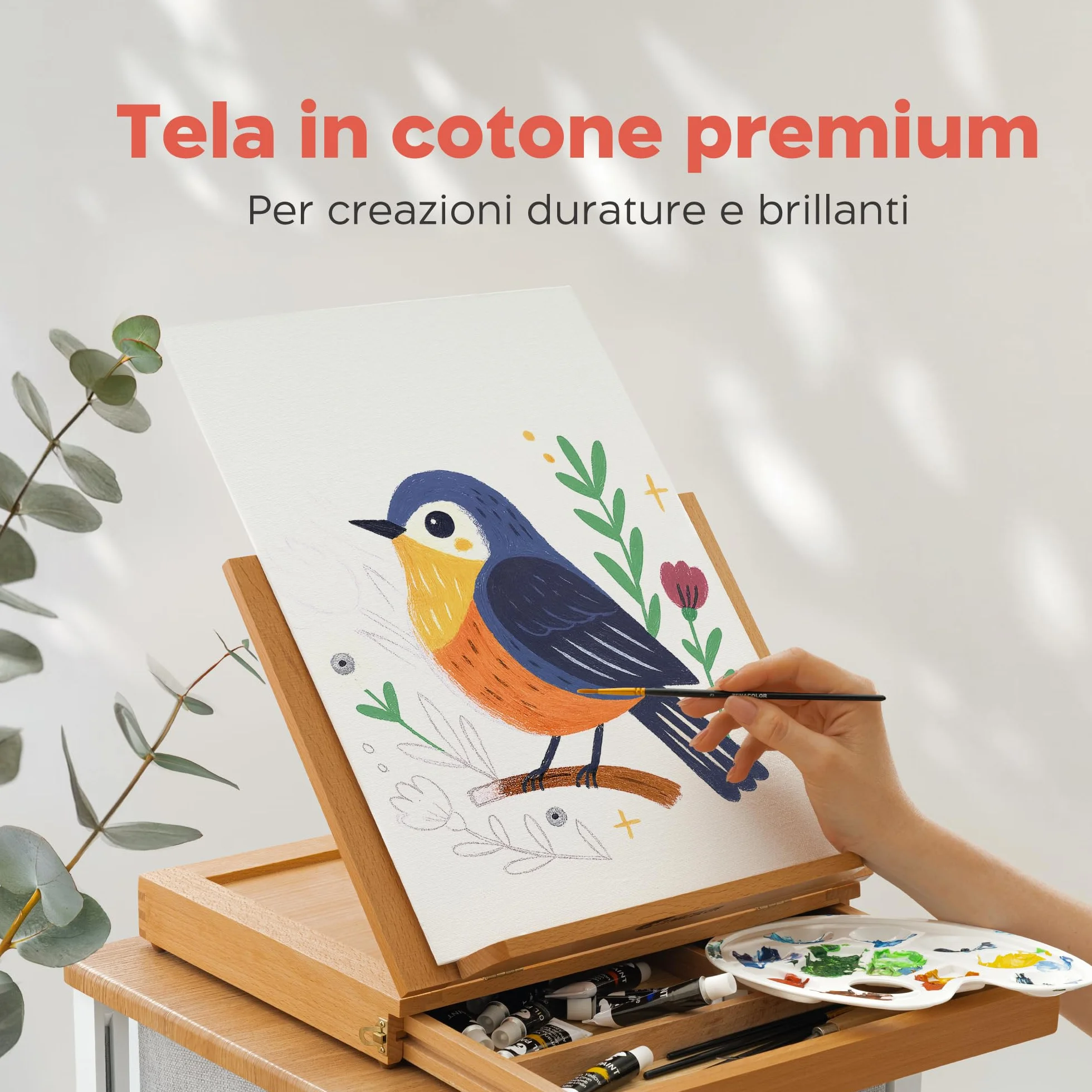 Zenacolor Tela per Dipingere 30x40cm Set da 10 280g/m² 100% Cotone Pittura Acrilica Olio Tempera
