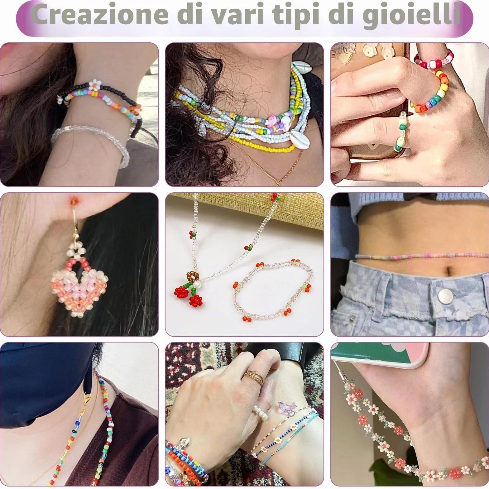 168 Colores Perline per Braccialetti 44506 Pezzi - Kit Bigiotteria Fai da Te Bambina con 450 Lettere, Perline Sorridenti e Ciondolo Charms 3mm per Gioielli