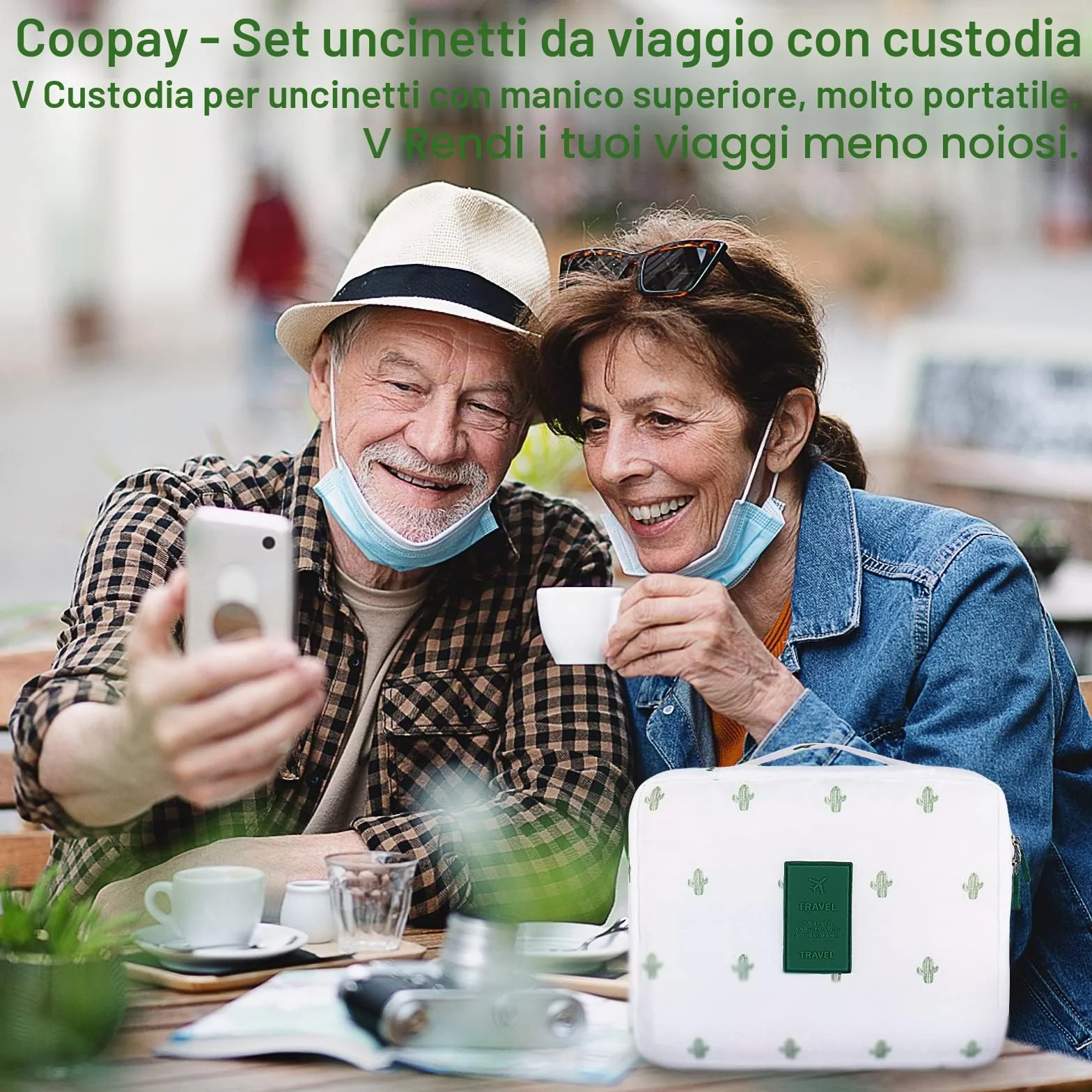 Coopay Set di uncinetti ergonomici in metallo 0,6-6 mm per principianti con accessori e custodia