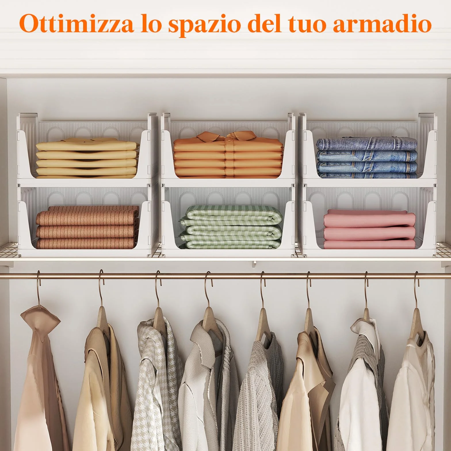 Lifewit Organizer Armadio, Contenitori Impilabili per Vestiti con Cassetti Salvaspazio, 24L Bianco 5 Pezzi