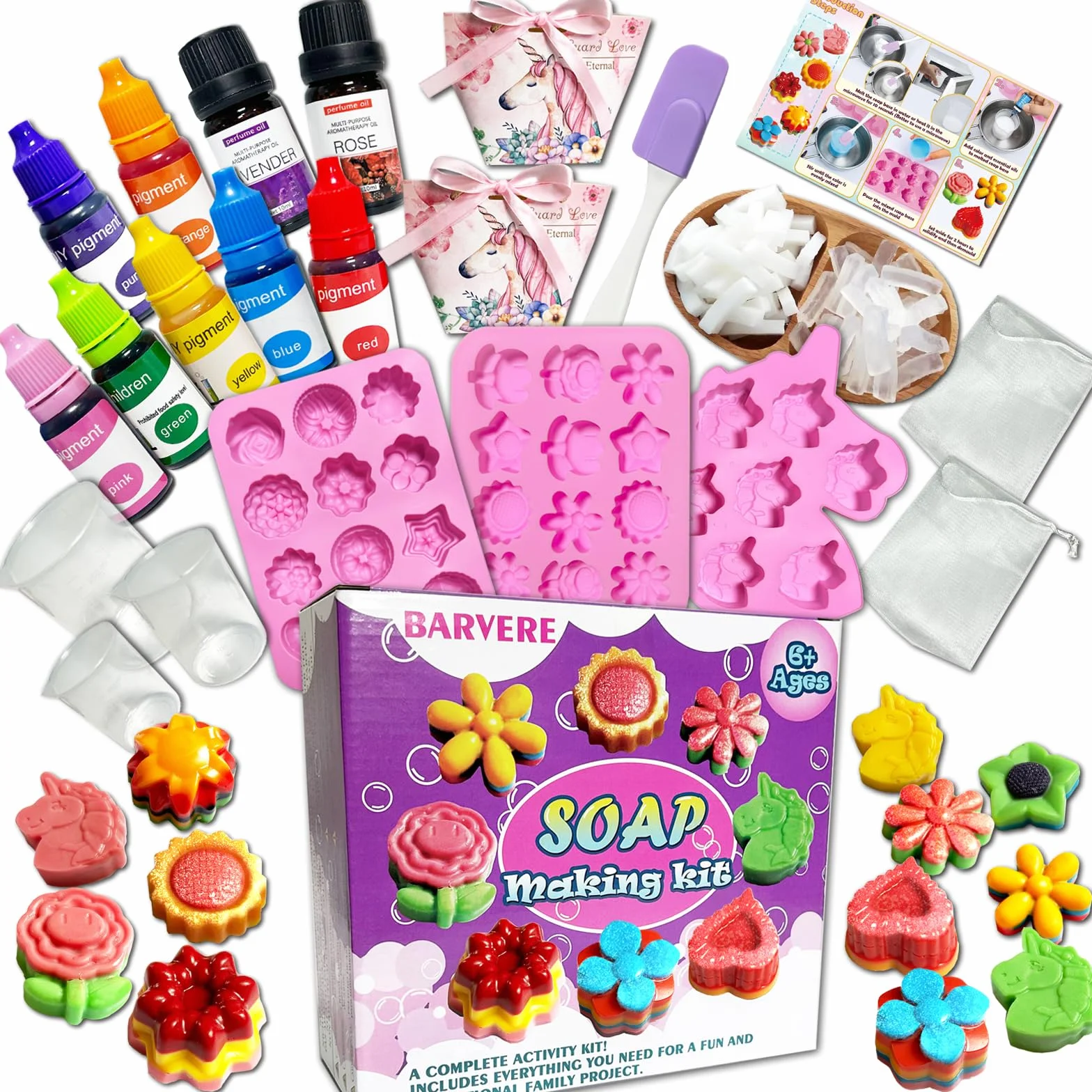 Kit Sapone Fai Da Te 500g 19 Forme 7 Pigmenti 2 Oli Essenziali 2 Sacchetti Strumenti