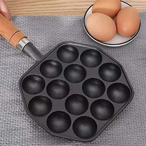 Ghisa Antiaderente Fori Takoyaki Pan con Manico Staccabile per Aebleskivers Pancake Home