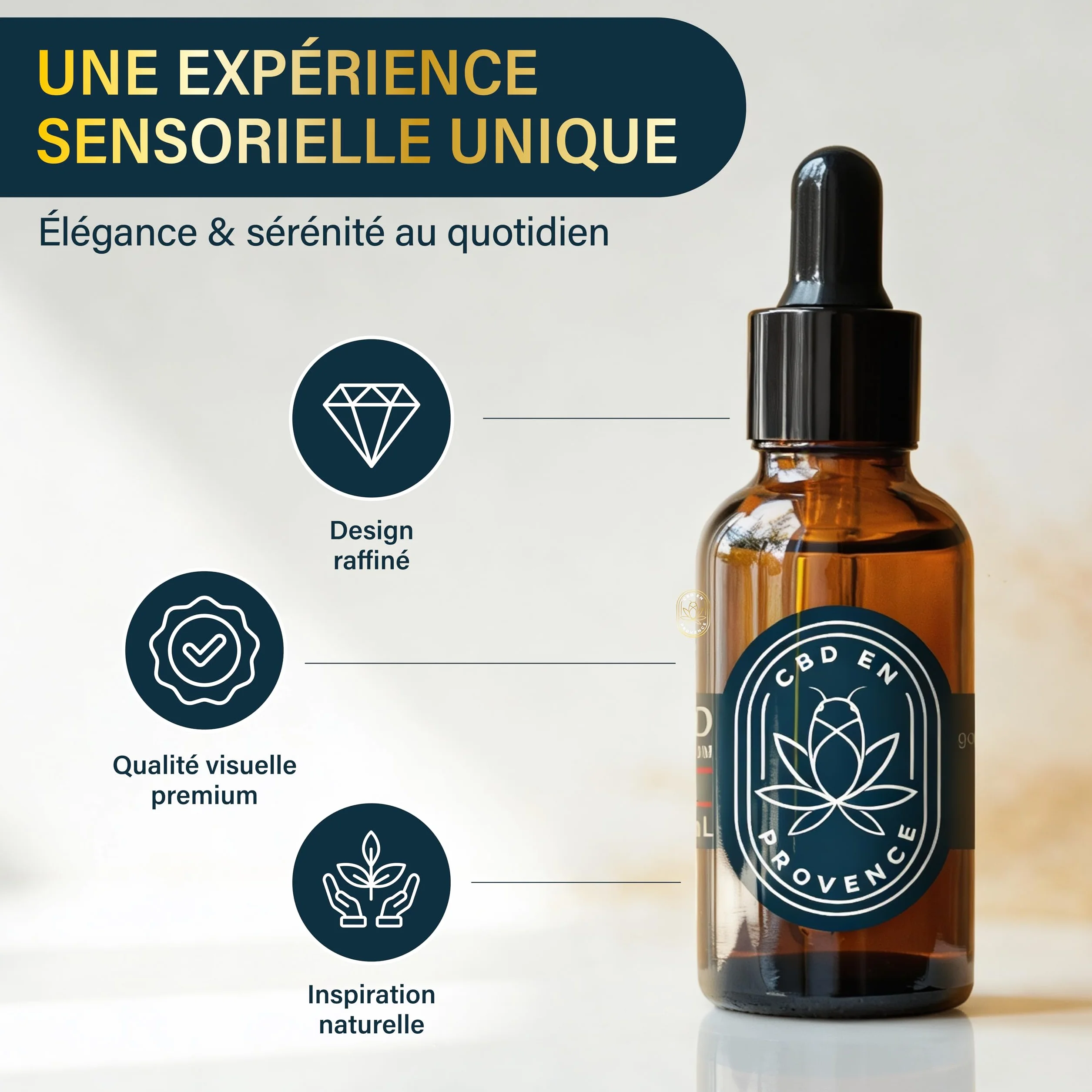 Olio Premium 20% pressato a freddo | Formula naturale | Made in France | Coltivato in Provenza | 10ml (20%) (natura)