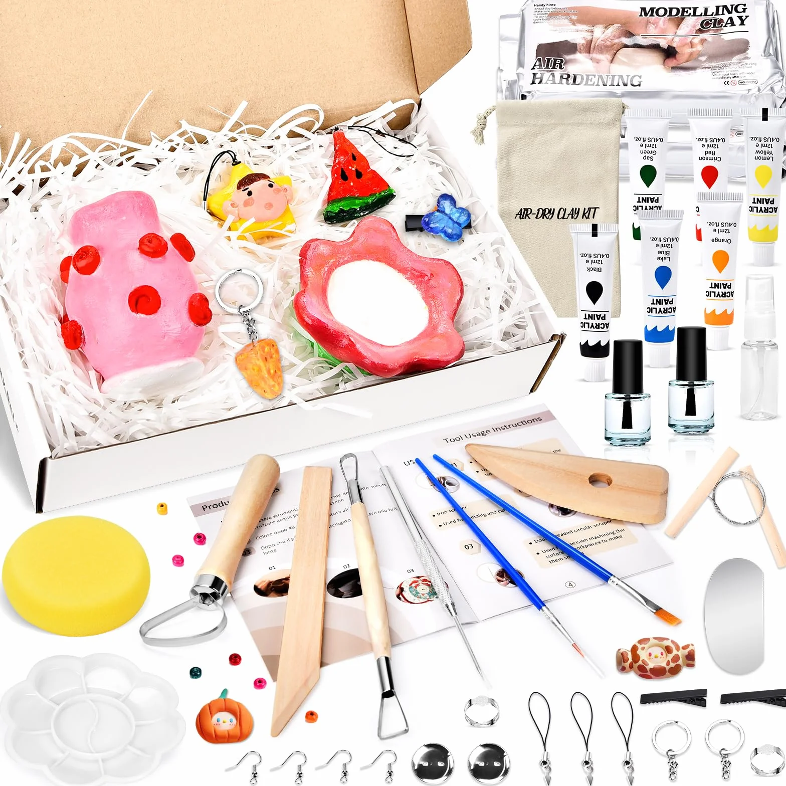 Kit Ceramica Fai da Te per Principianti, Set Argilla Senza Cottura Essiccata all'Aria