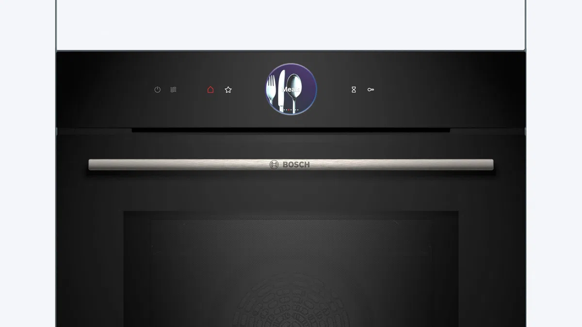 Bosch HMG7361B1, Forno combinato con microonde smart da incasso, Funzione Airfry, Chiusura ammortizzata della porta, Display TFT Touch Plus, Nero, 60 cm.