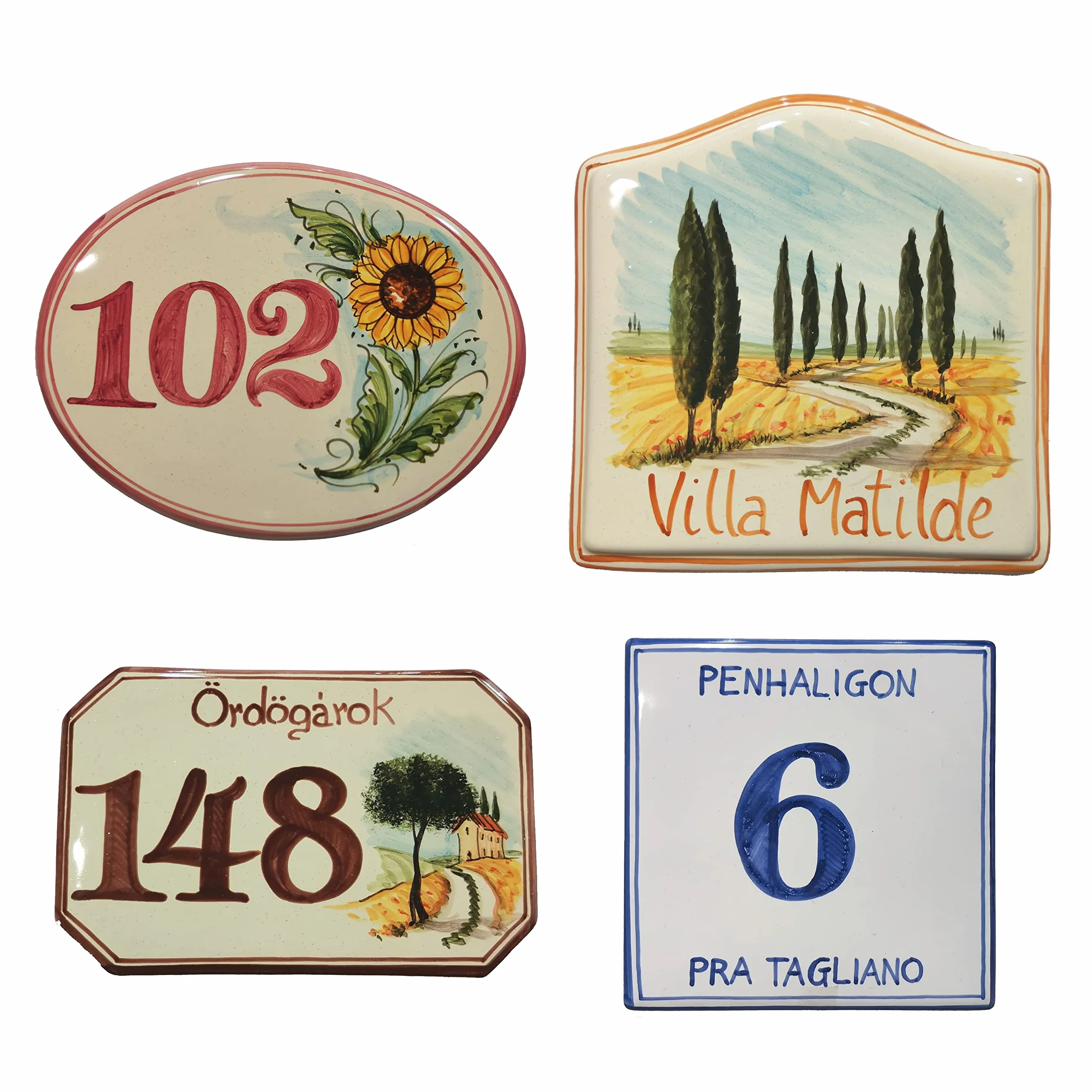 Targa in ceramica fatta a mano personalizzabile con indirizzo e nome famiglia - Numero civico per esterno e interno
