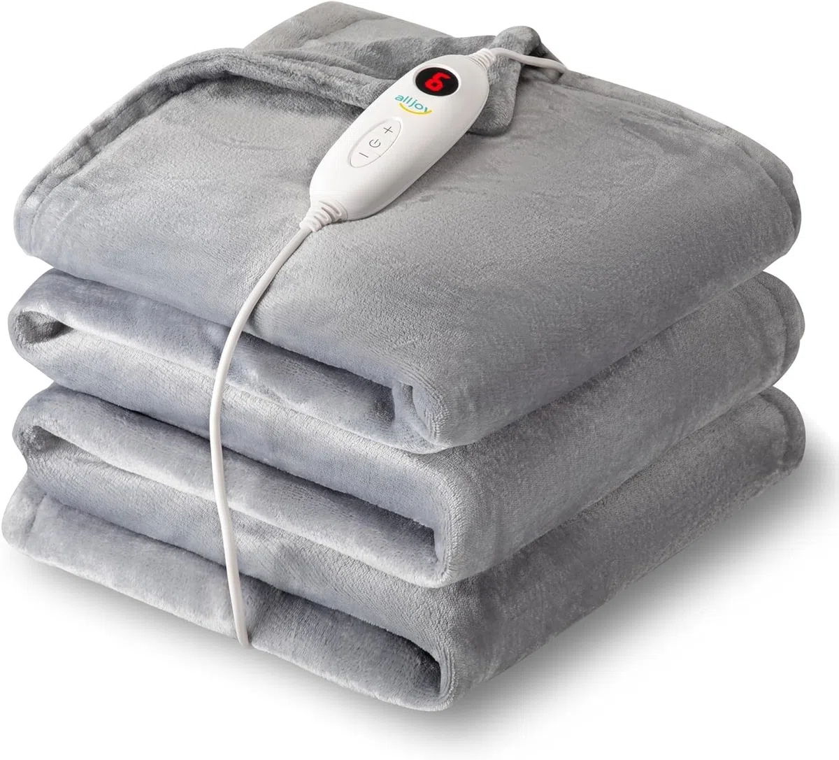 ALLJOY Coperta Termica XXL, Coperta Elettrica con Spegnimento Automatico, in Peluche, 200 x 180cm Extra Grande, Coperta Riscaldante Lavabile, 6 Livelli di Calore e 90 Mins del Timer