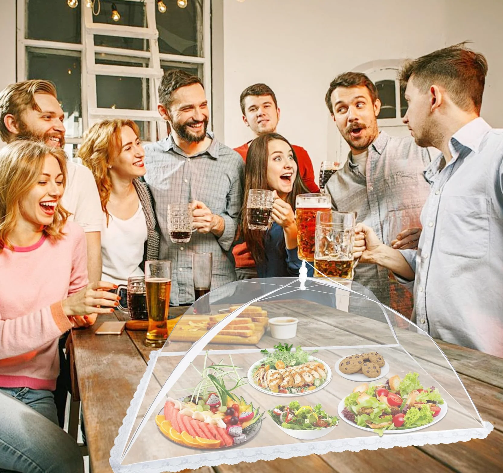 ilauke Confezione da 6 coperture per alimenti a rete, 3 dimensioni, pieghevoli, per picnic, campeggio, barbecue, riutilizzabili, con custodia
