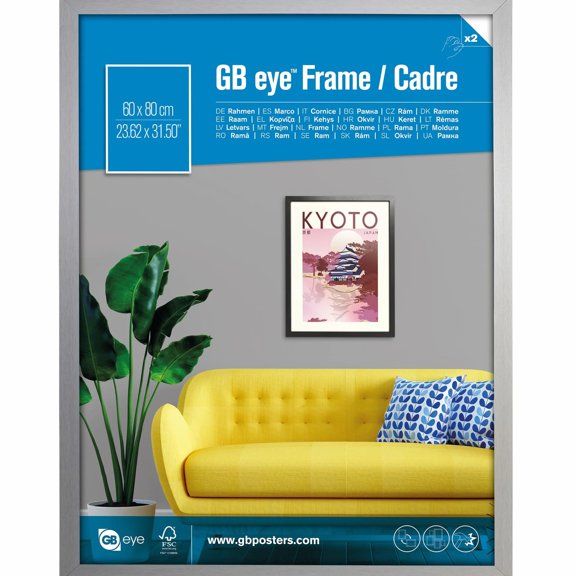 GB Eye Cornice 60 x 80 cm, colore: Argento