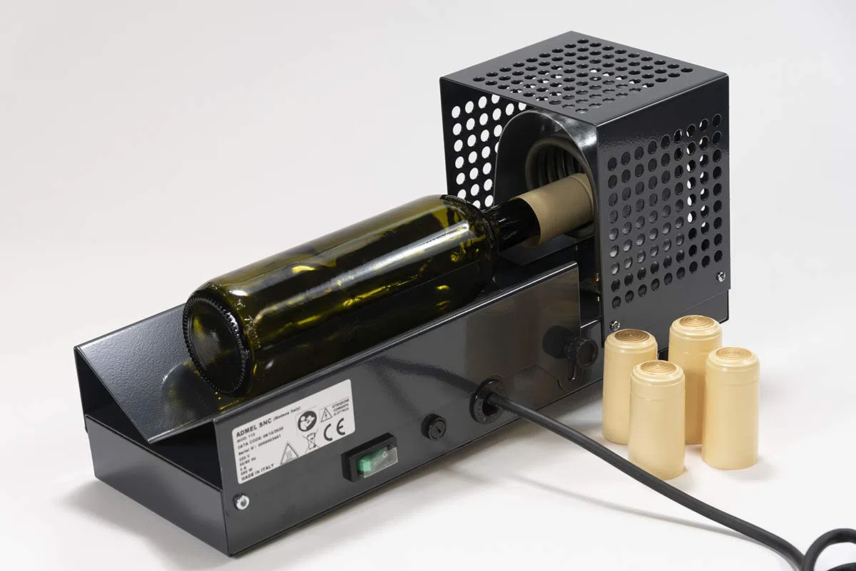 Termocapsulatrice verniciata antracite/nero per capsule termoretraibili nelle bottiglie di vetro per vino e olio