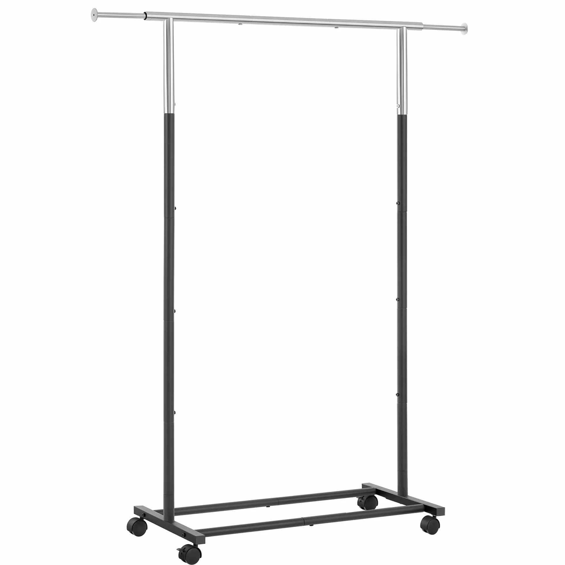 SONGMICS Stand Appendiabiti, Appendiabiti con Ruote, Capacità di Carico 25 kg, Estensibile, Color Argento e Nero HSR101B01