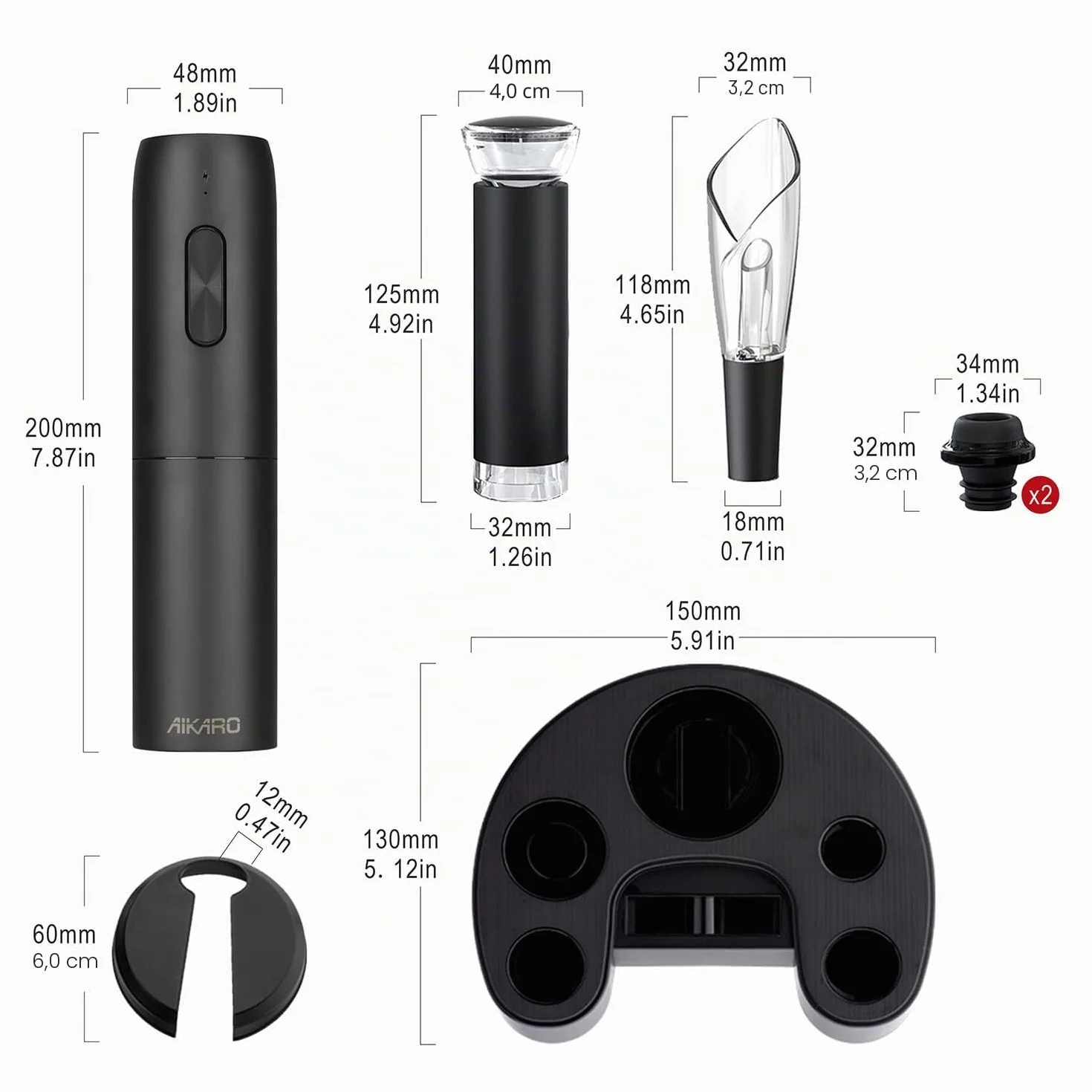 AIKARO Cavatappi Elettrico Automatico Ricaricabile per Vino
