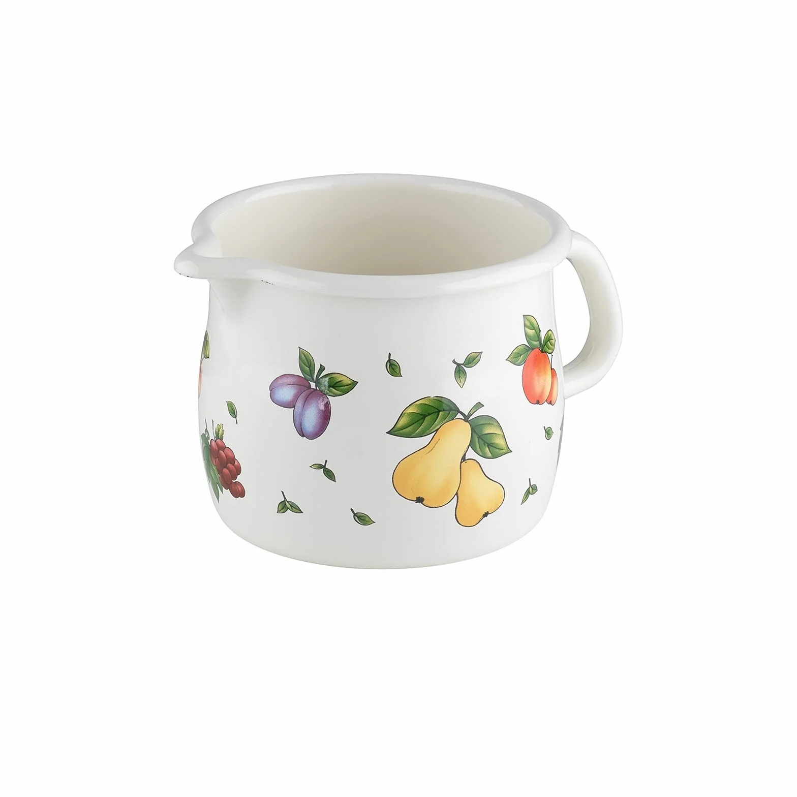RIESS, 0093-068 - Pentola per becco piegato, 10 0,75 l, colore: Bianco con decorazione di frutta, induzione
