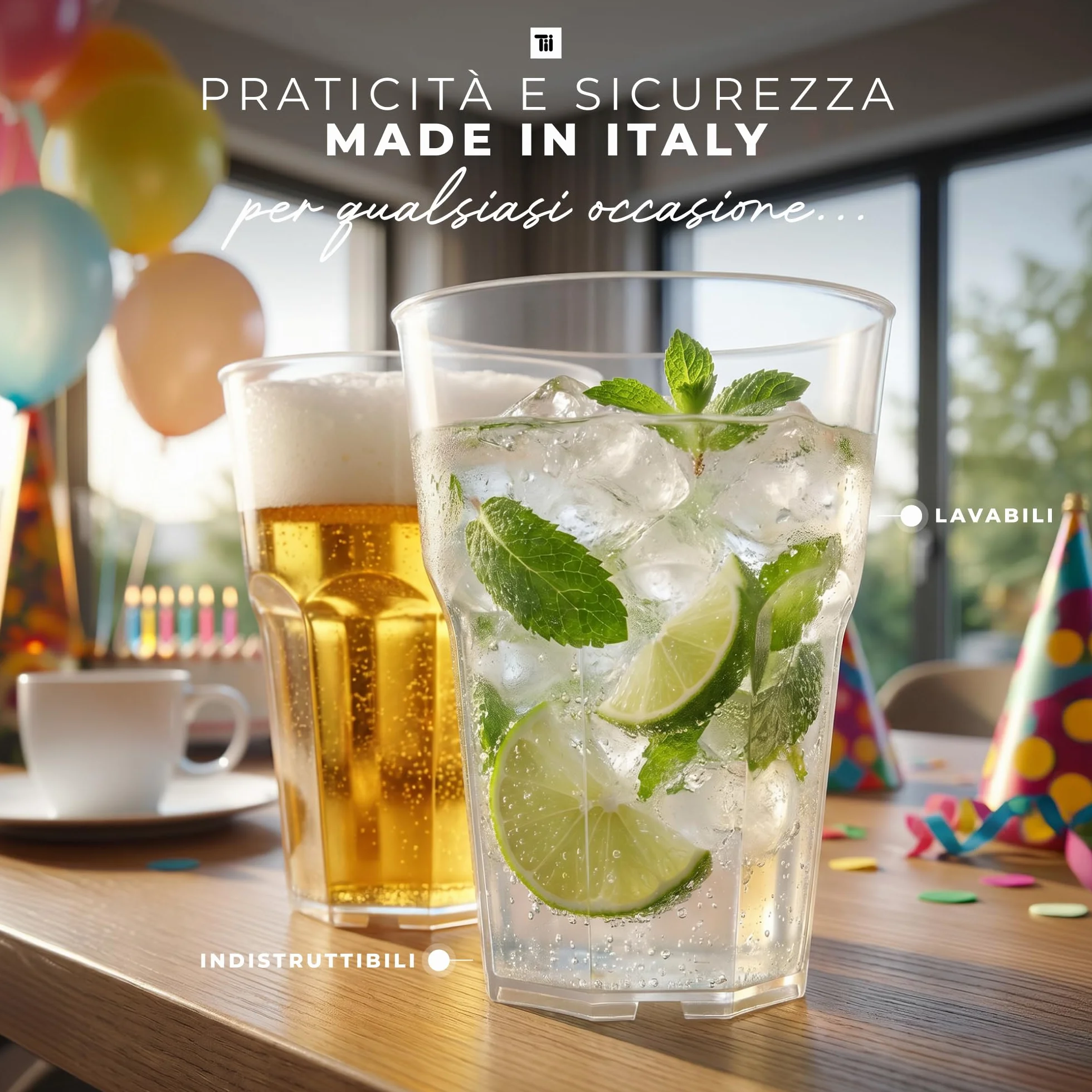 TUNDRA Bicchieri da Cocktail 350 ml BPA-Free Plastica Riciclabile Infrangibili Riutilizzabili Confezione 40