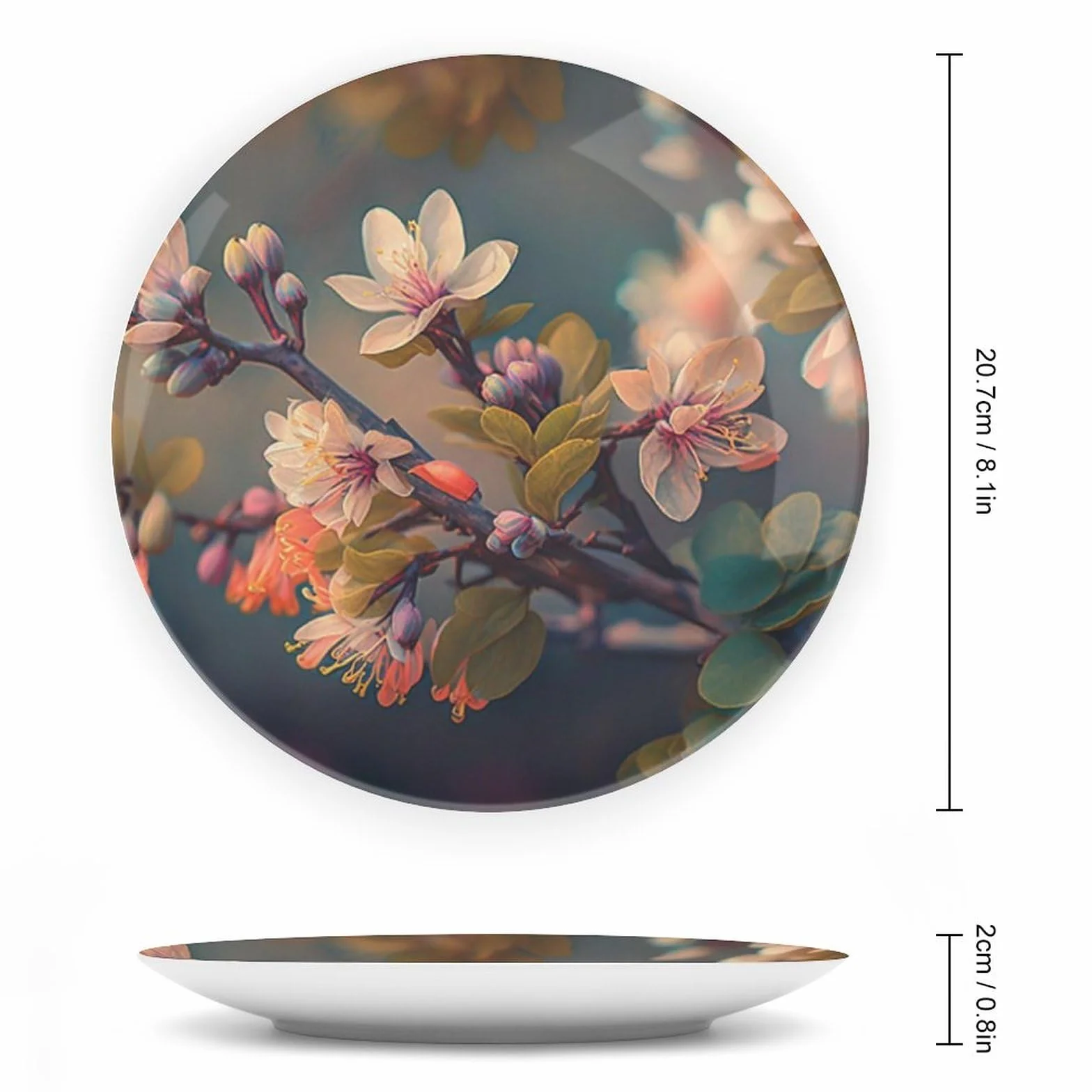Piatti decorativi da appendere al muro, piatto in ceramica con supporto espositivo, decorazione per interni per armadi da cucina, vassoio rotondo da 20,3 cm