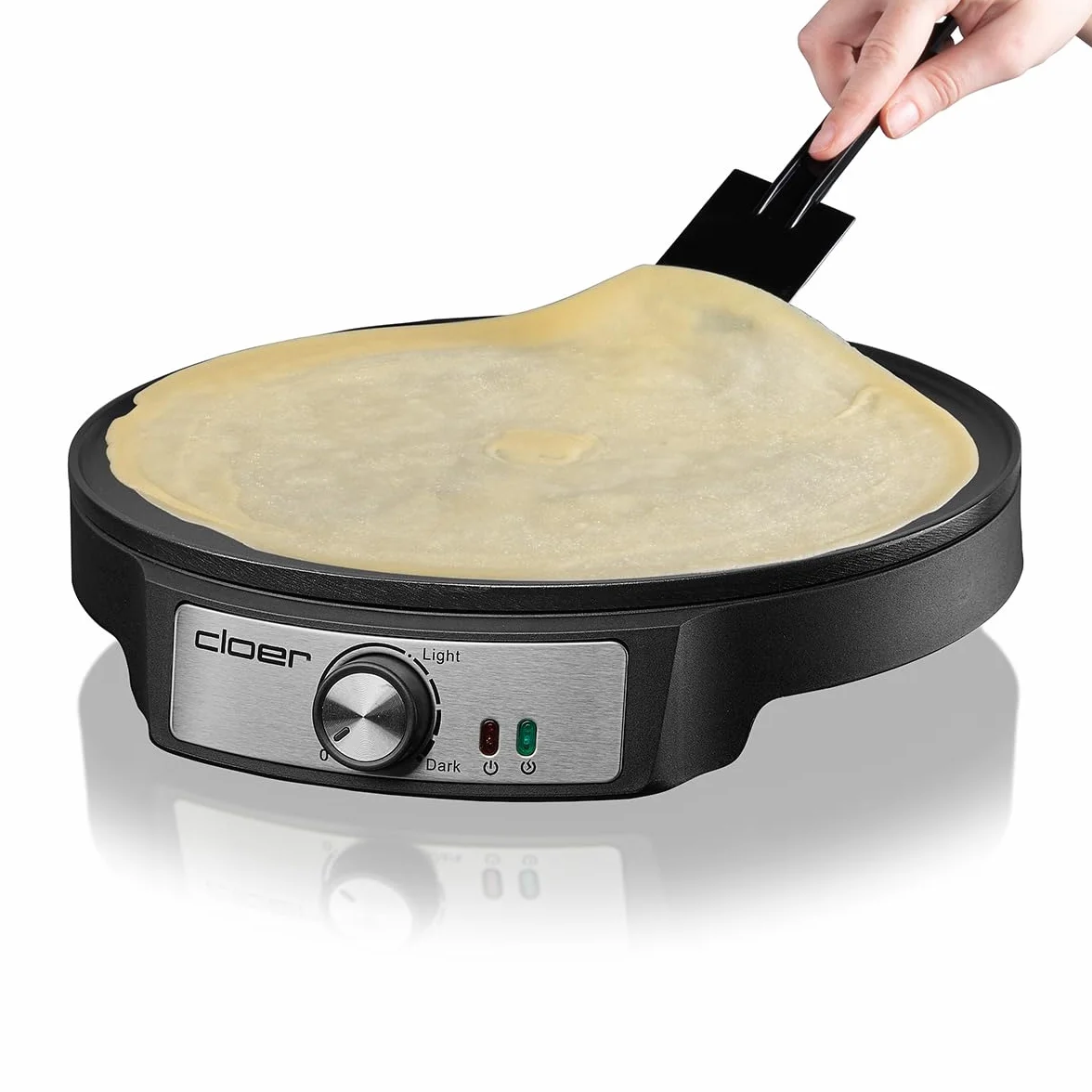 Cloer 6620 Crepiera Elettrica 29 cm 1200 W, rivestimento antiaderente, nero