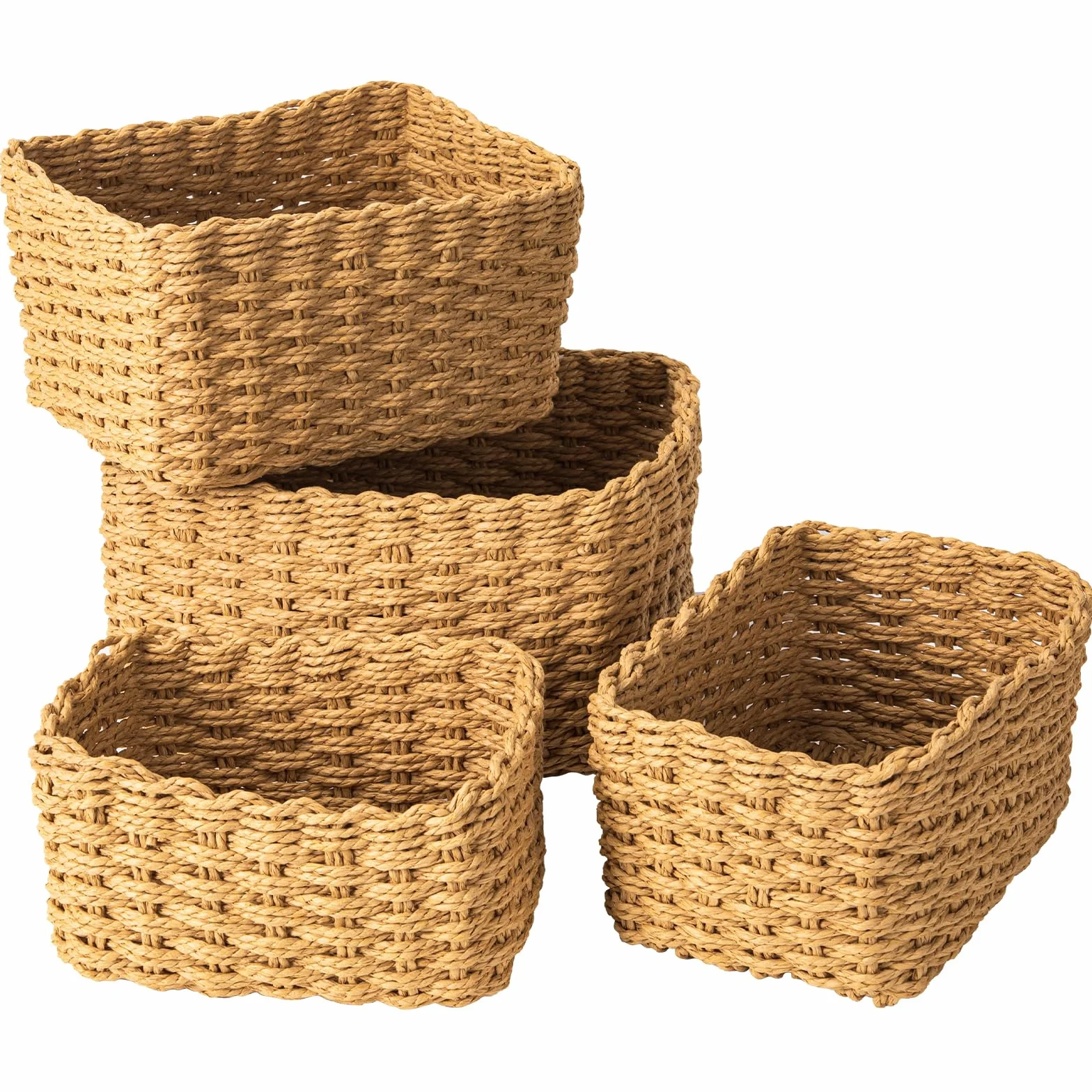 Set di 4 Ceste Portaoggetti in Vimini per Organizzazione e Decorazione