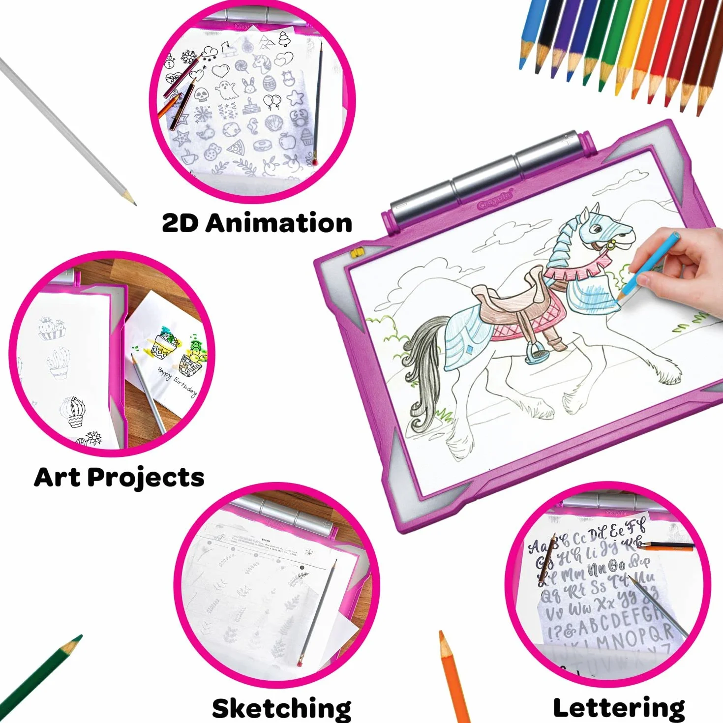 Crayola Lavagna Luminosa per Disegnare, Tavoletta Grafica Portatile, Più di 100 Immagini, Gioco Educativo 6+