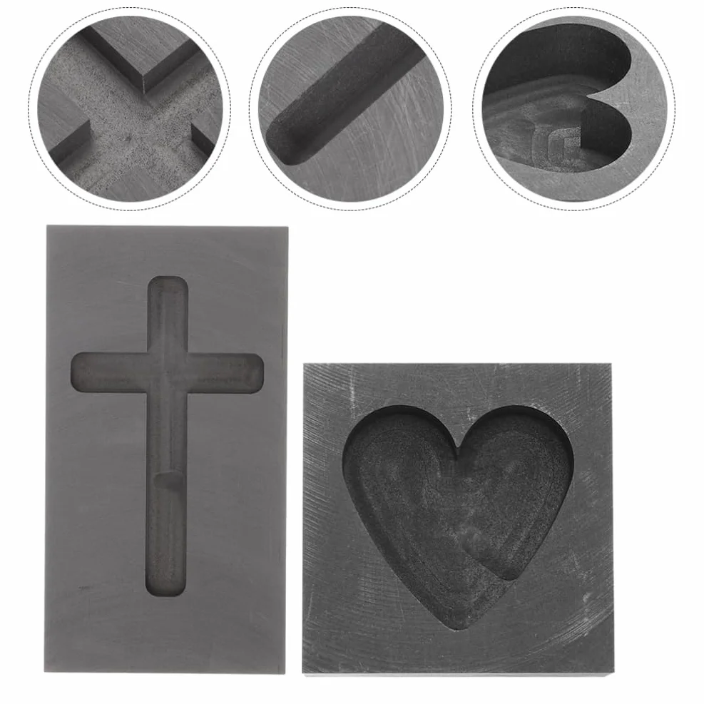 Operitacx Stampo di Grafite a Forma di Cuore 2 Pollici per Fusione Fai da Te di Metalli Come Oro Argento Rame Ottone Alluminio Resistente E Facile da Pulire