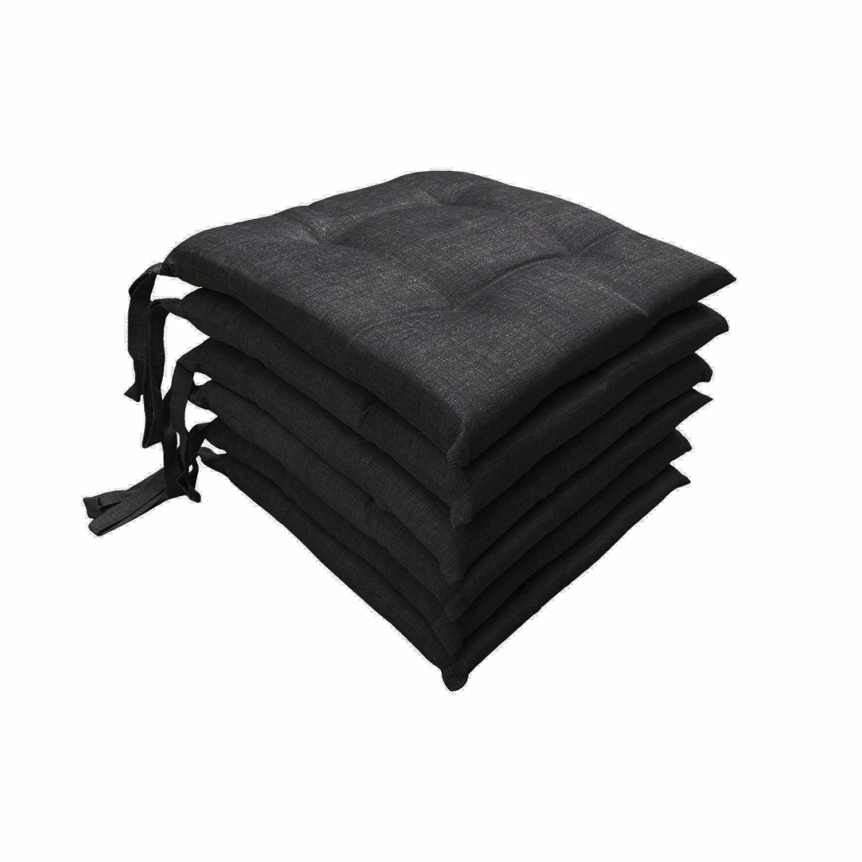 Set 6 Cuscini per Sedia da Cucina Made In Italy 40x40 Coprisedia 4 punti Nero