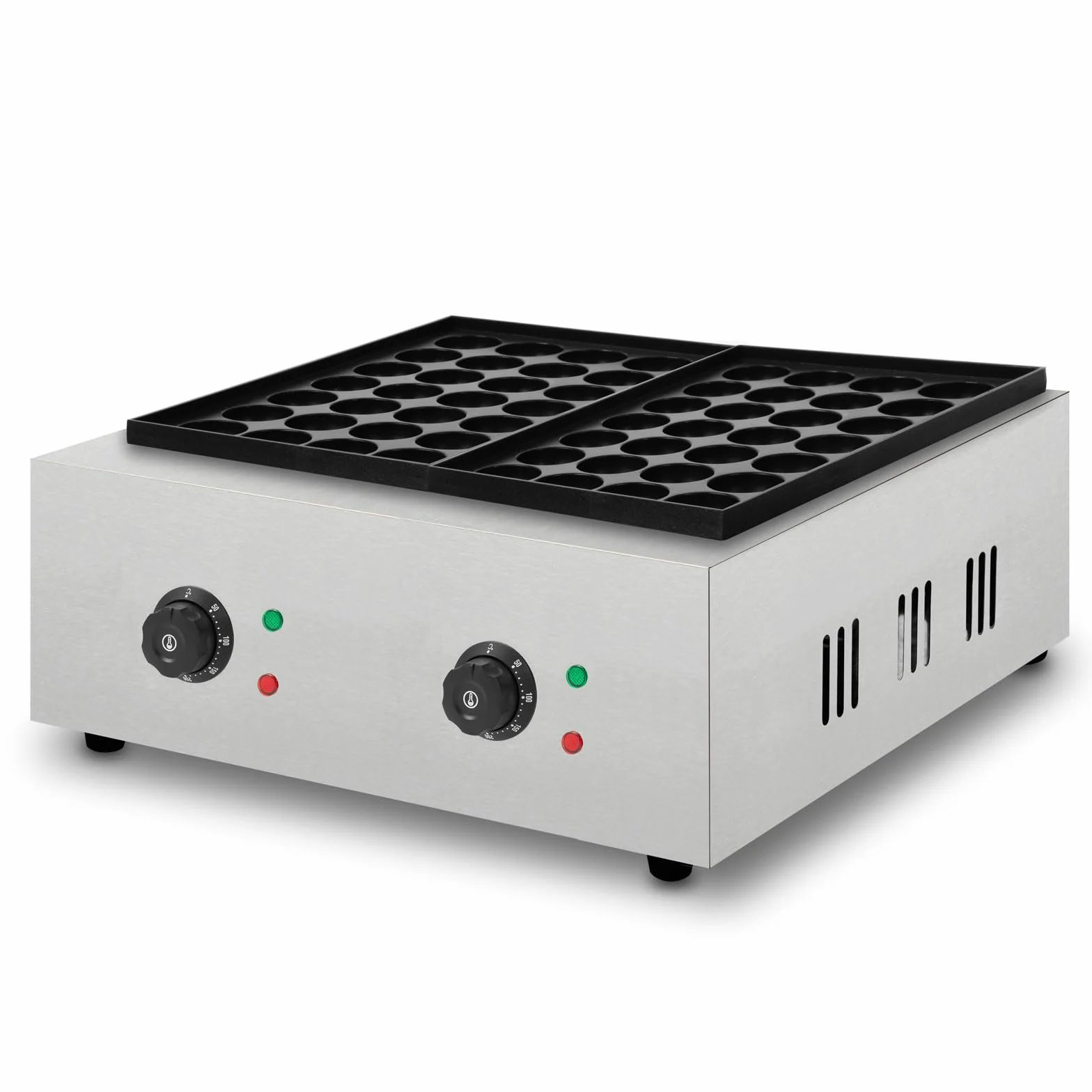 Vertes Takoyaki Maker 4000W Grill Acciaio Inox 2x300°C Piastra Ghisa Antiaderente 56 Cavità