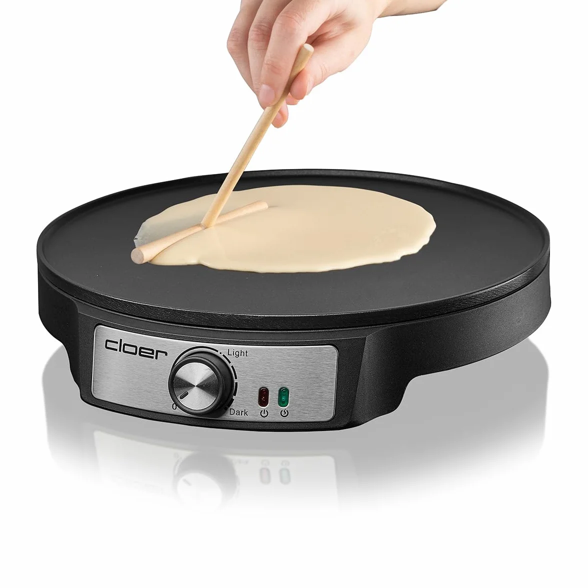 Cloer 6620 Crepiera Elettrica 29 cm 1200 W, rivestimento antiaderente, nero