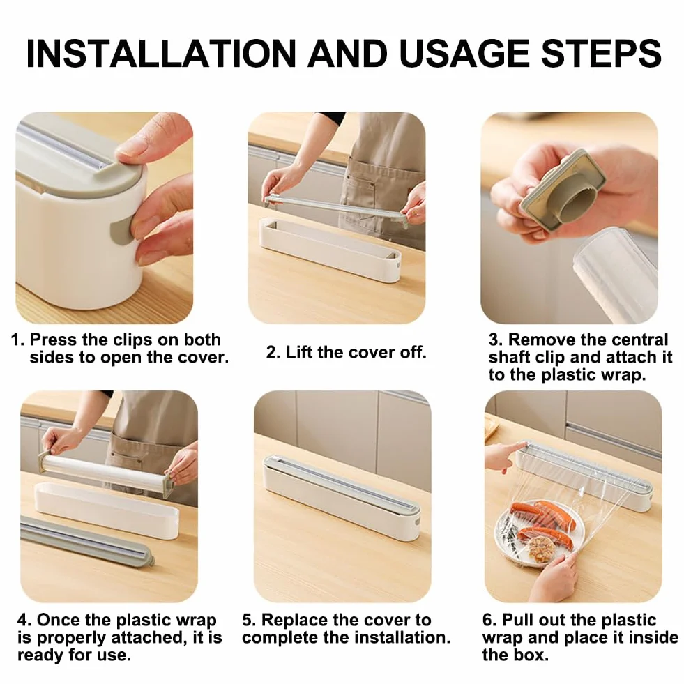 2 dispenser magnetico per pellicole salvafreschezza con taglierino, dispenser e dispenser per pellicola di alluminio, dispenser di pellicola in alluminio e dispenser di pellicola fresca, per cucina