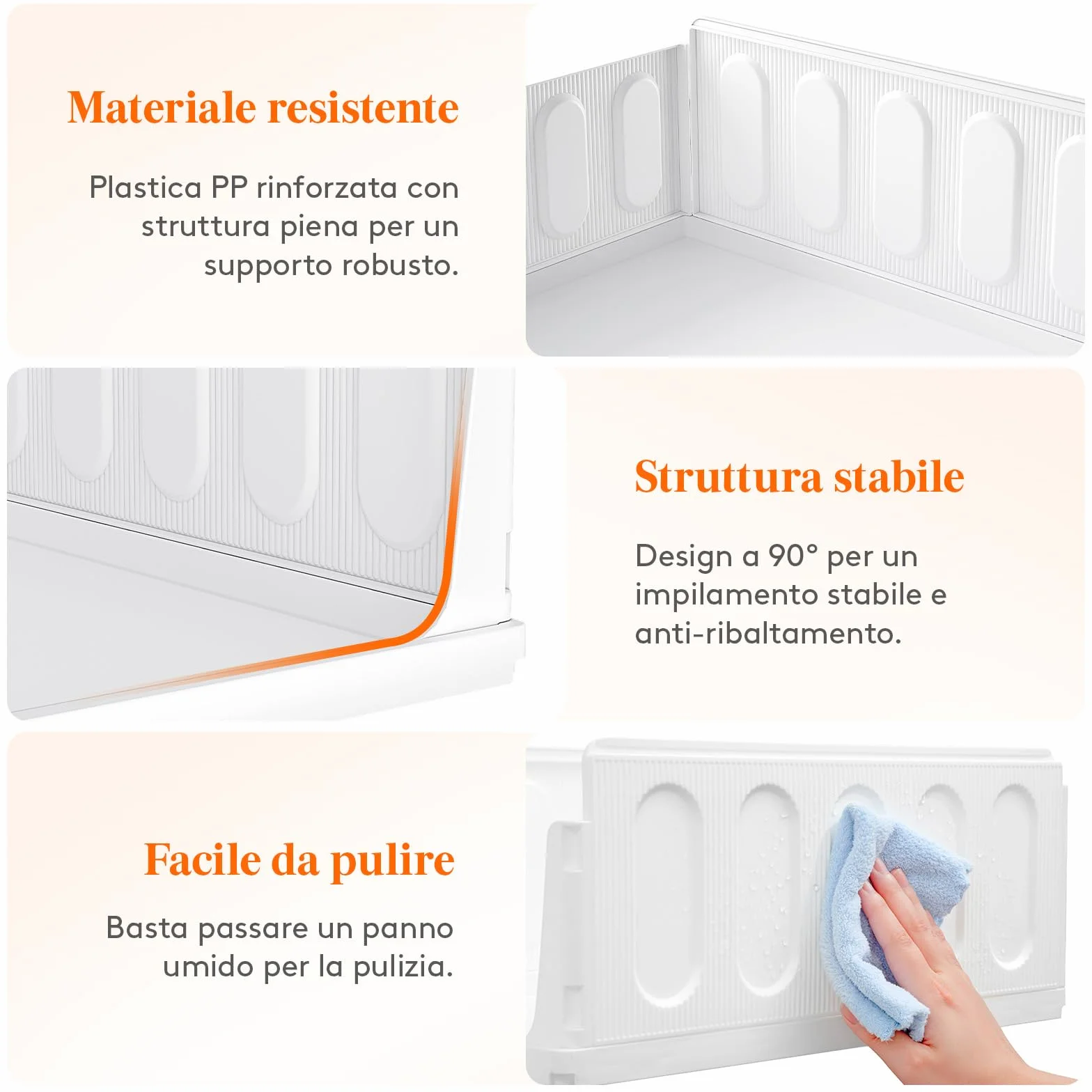 Lifewit Organizer Armadio, Contenitori Impilabili per Vestiti con Cassetti Salvaspazio, 24L Bianco 5 Pezzi