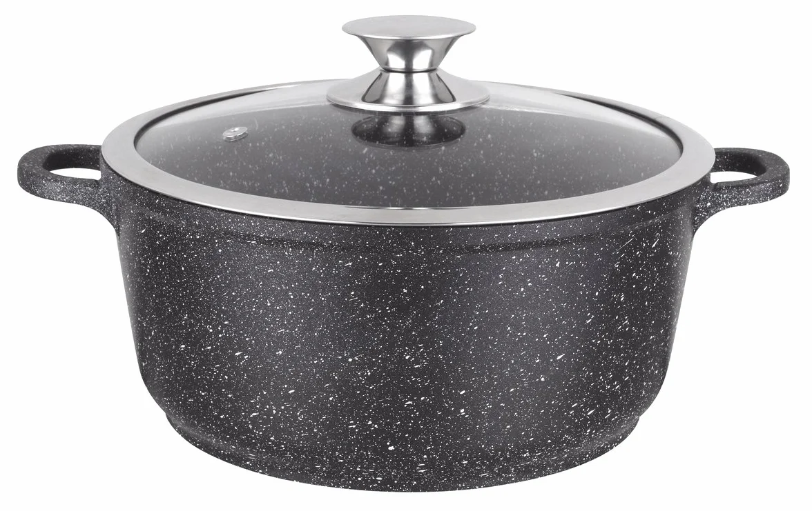 KAMBERG Pentola 20 cm, Ghisa di Alluminio, Rivestimento Antiaderente di Alta Performance Pietra, Coperchio in Vetro, Tutti Fornelli y induzione, Senza PFOA