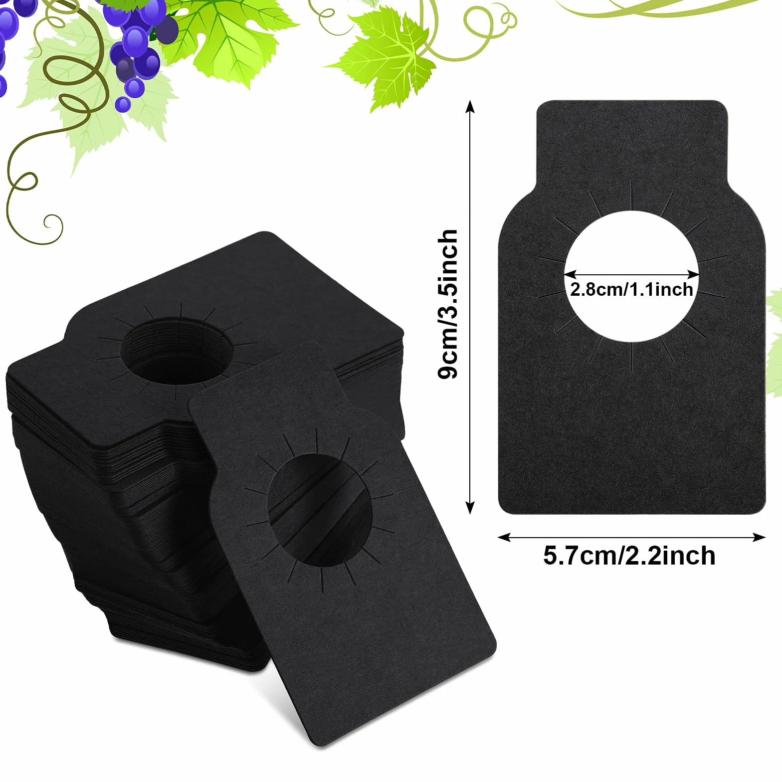 200 etichette in carta per bottiglie di vino, etichette riutilizzabili per cantine, etichette su entrambi i lati, etichette da appendere per bottiglie di vino (nero)
