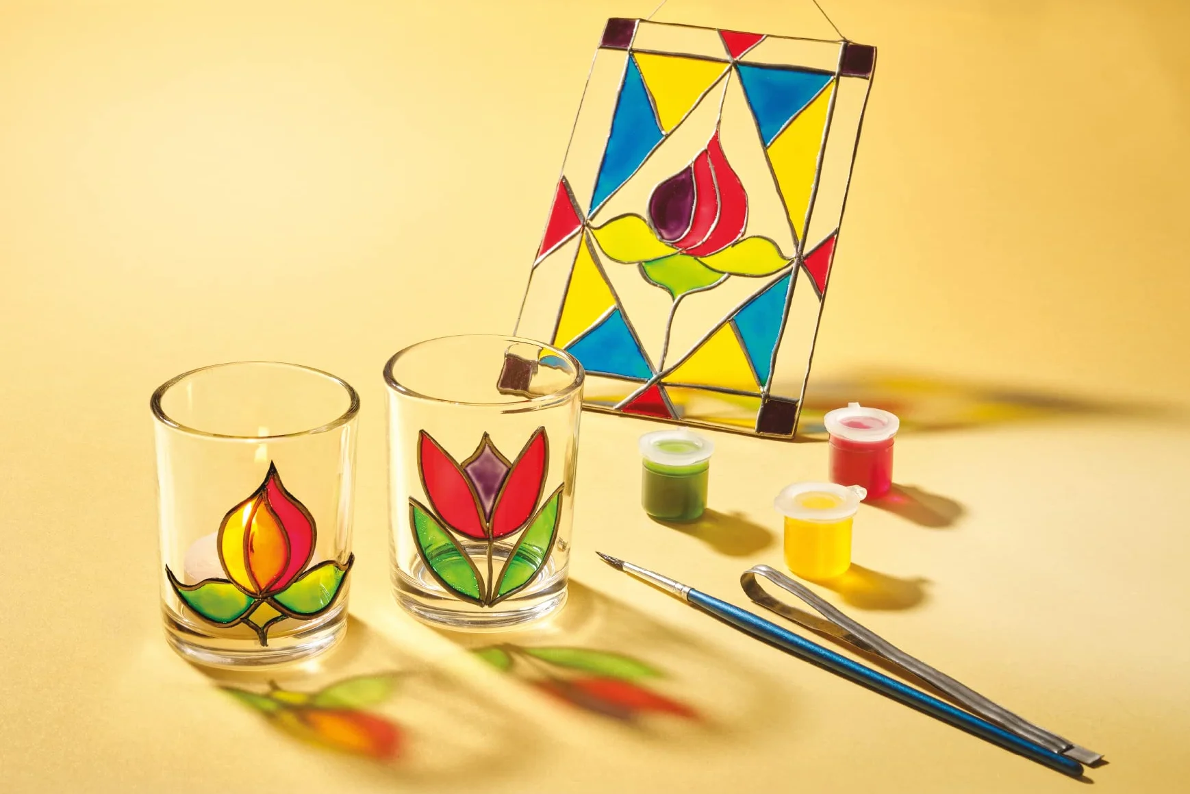 House Of Crafts Kit Bricolage Vetro Colorato per Principianti, Set Hobby con Vetro Votivo e Acchiappasole