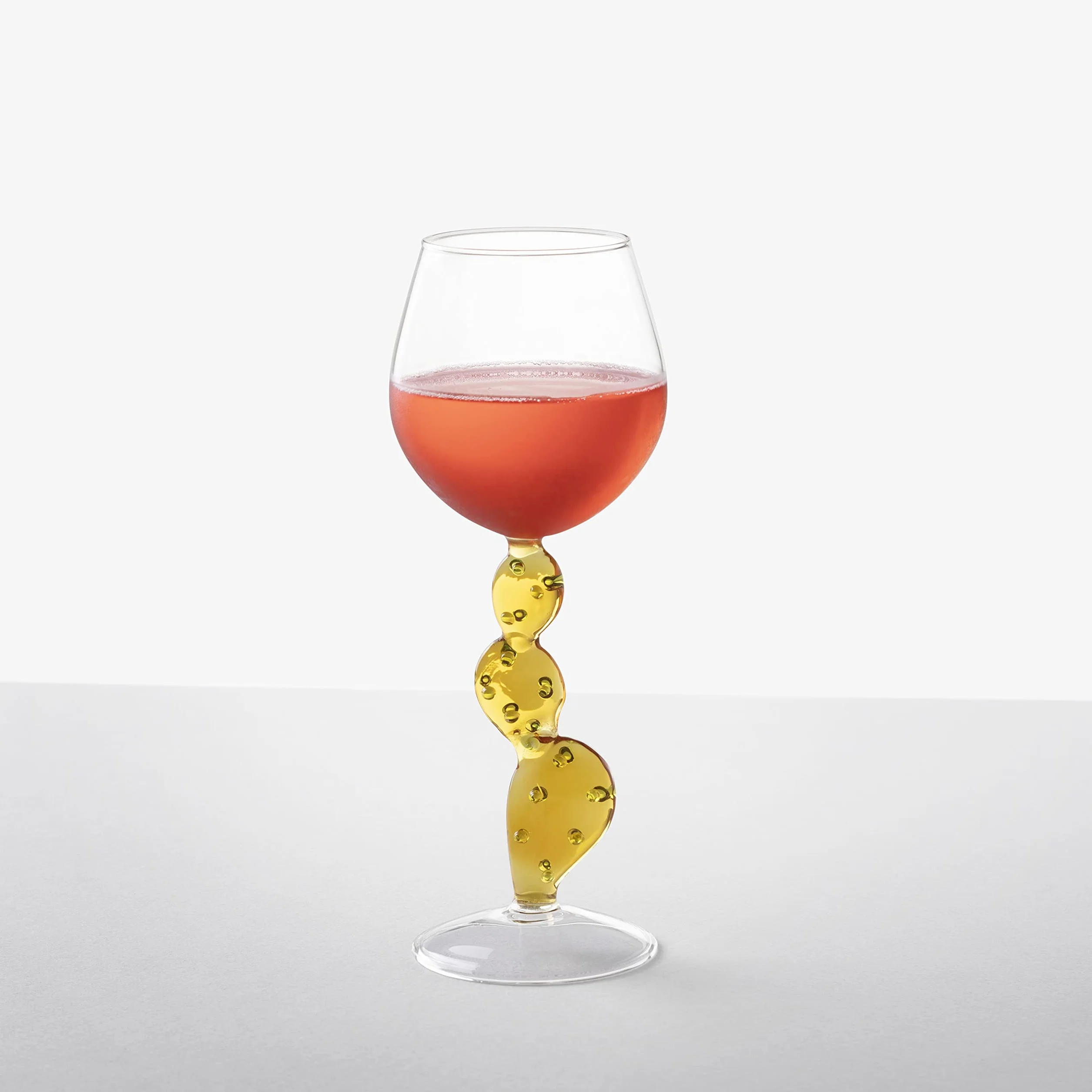 Ichendorf Milano Calice Vino Cactus Giallo | Collezione Desert Plants | 35 cl | Vetro Borosilicato | Fatto a Mano