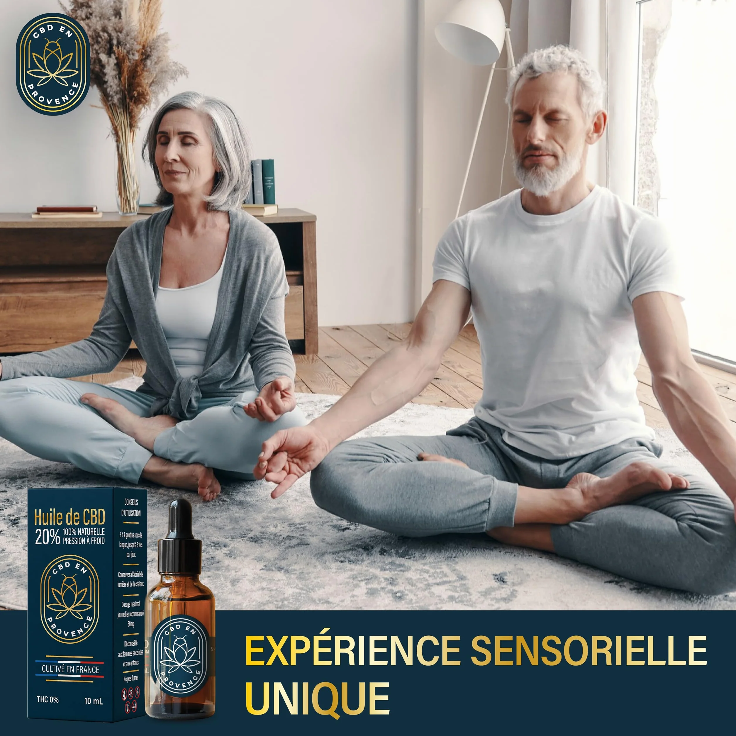 Olio Premium 20% pressato a freddo | Formula naturale | Made in France | Coltivato in Provenza | 10ml (20%) (natura)