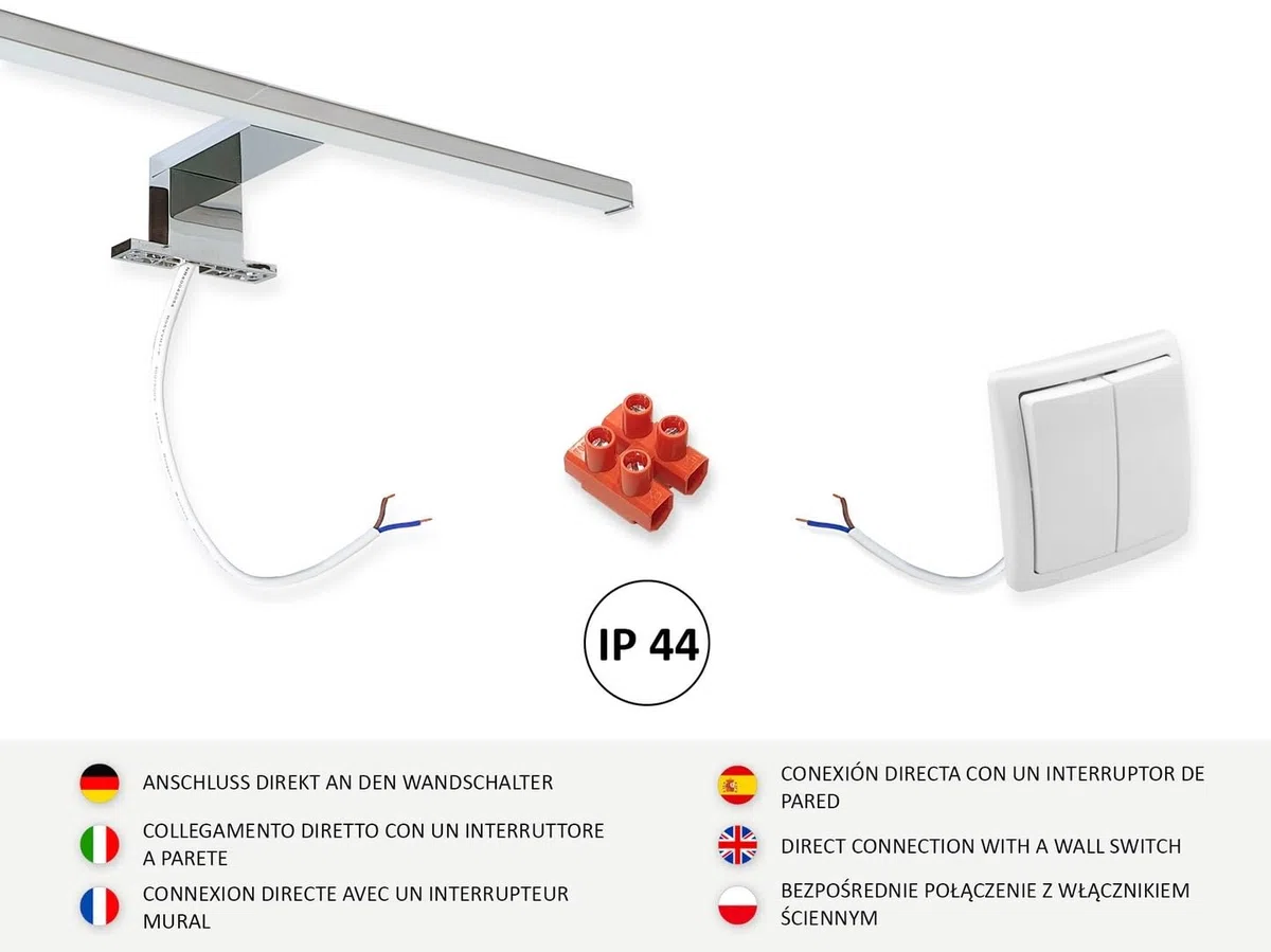 Mobiletto a specchio 60x50 bianco, per il bagno con mensole, specchio da bagno, mobiletto sospeso - da parete, LAMPADA LED - Destra