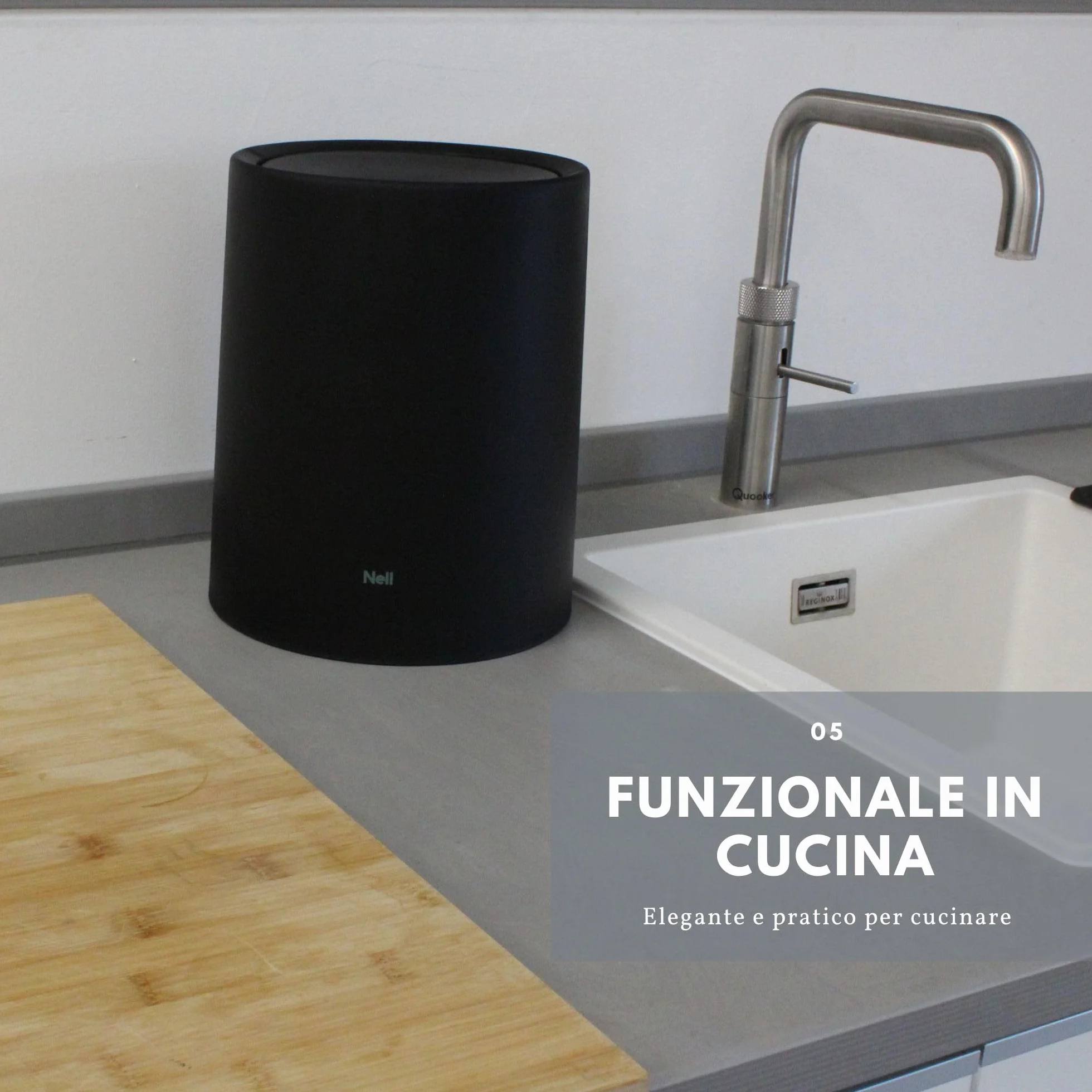 Nell Pattumiera da Ufficio 8L Nero Opaco Coperchio Basculante Cestino Gettacarte Plastica Resistente
