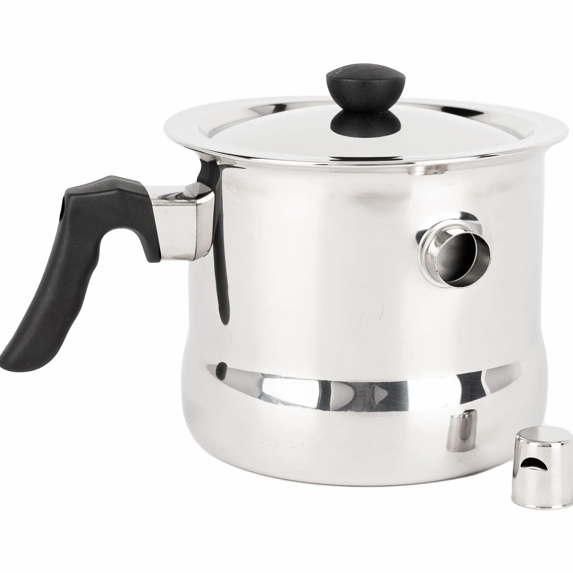 KARL HAUSMANN Pentolino Latte 1,5L con Fischio, Coperchio e Scala Graduata - Bollilatte Acciaio Inox Doppia Parete, Bagnomaria, Antibruciatura, Induzione, Gas, Vetroceramica
