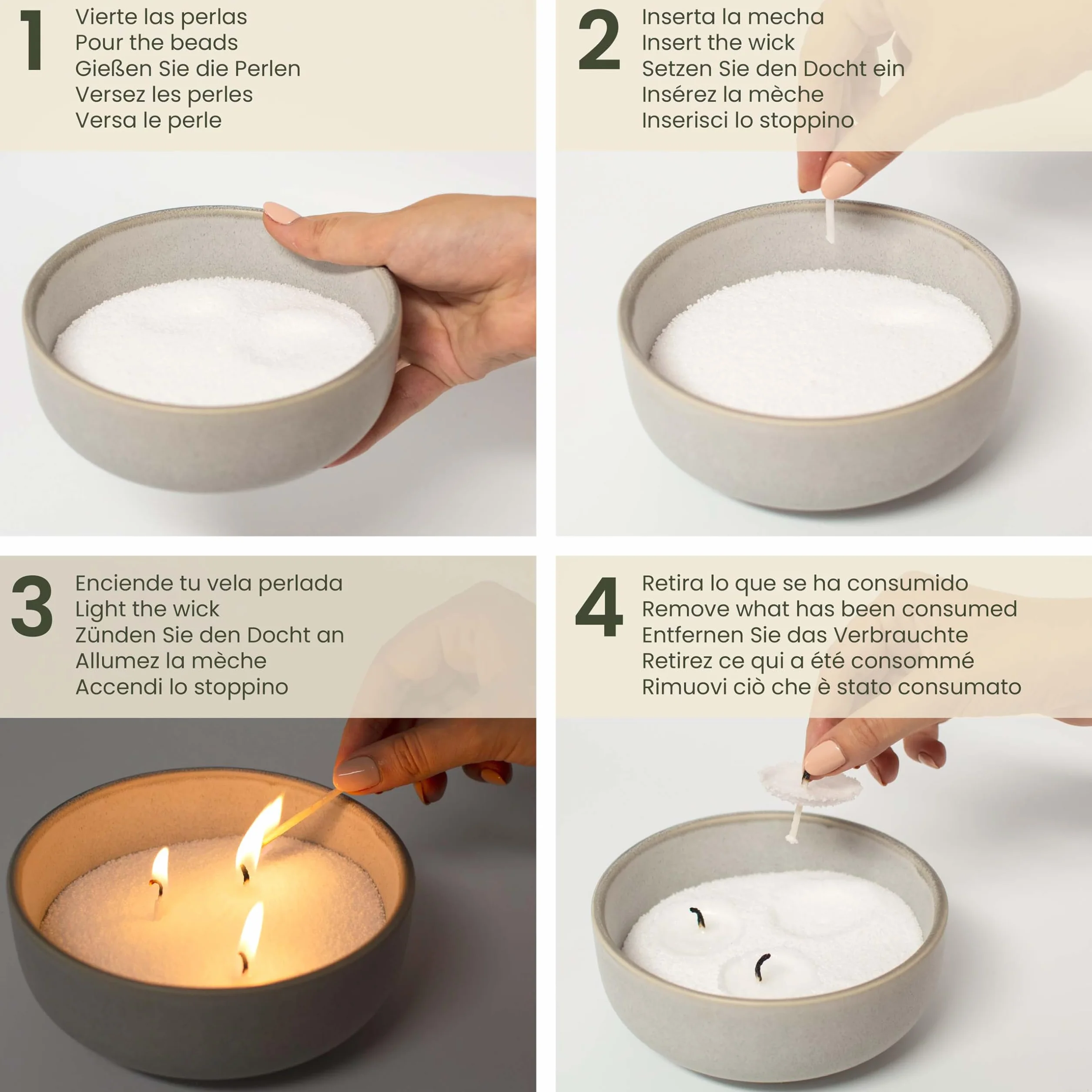 CANDELISS Kit per Candela di Sabbia 0,5kg Granelli di Cera Sabbia per Candele Perle Decorative